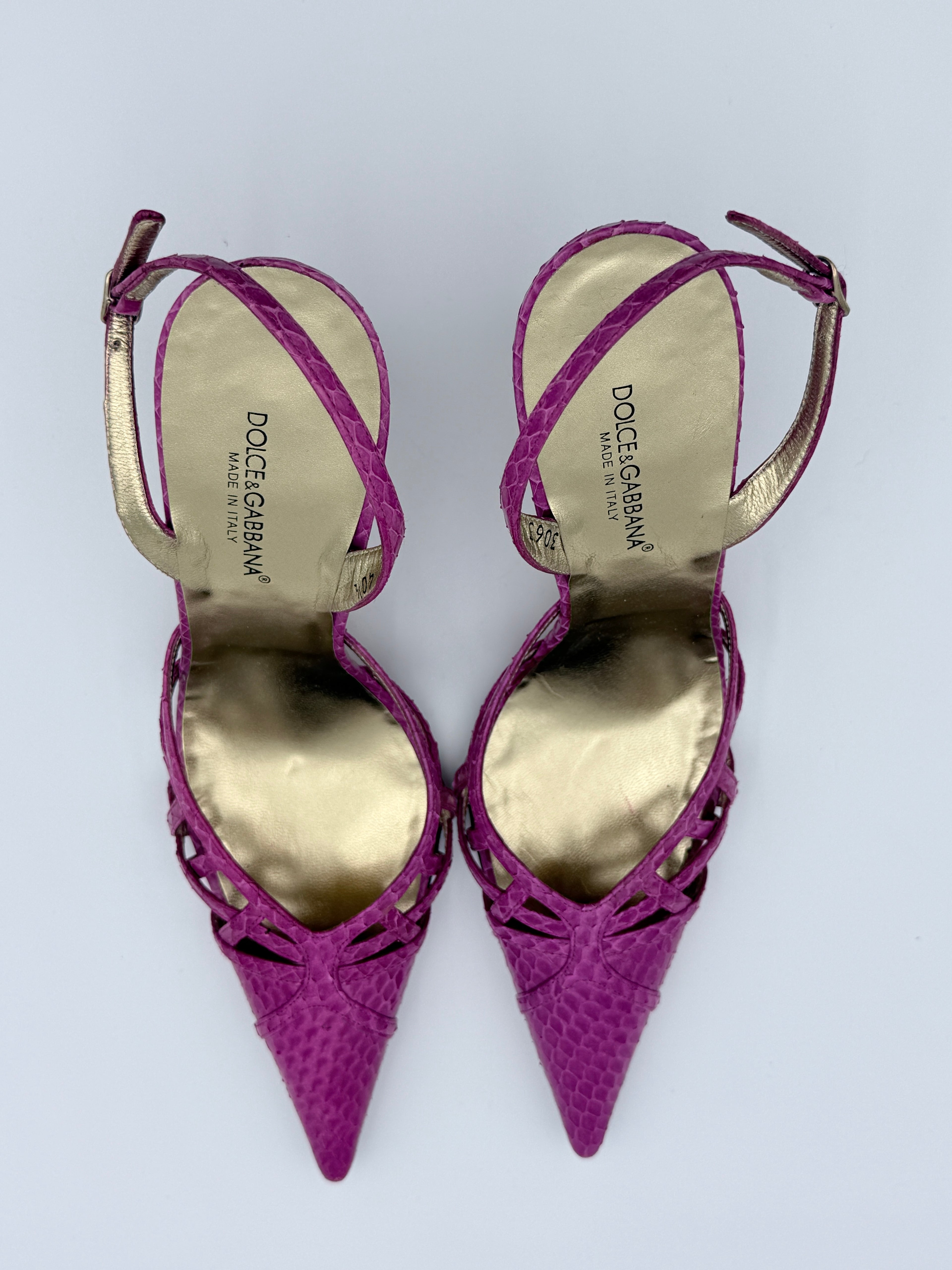 Dolce Gabbana Pink Piton Slingback Heel size 40,5