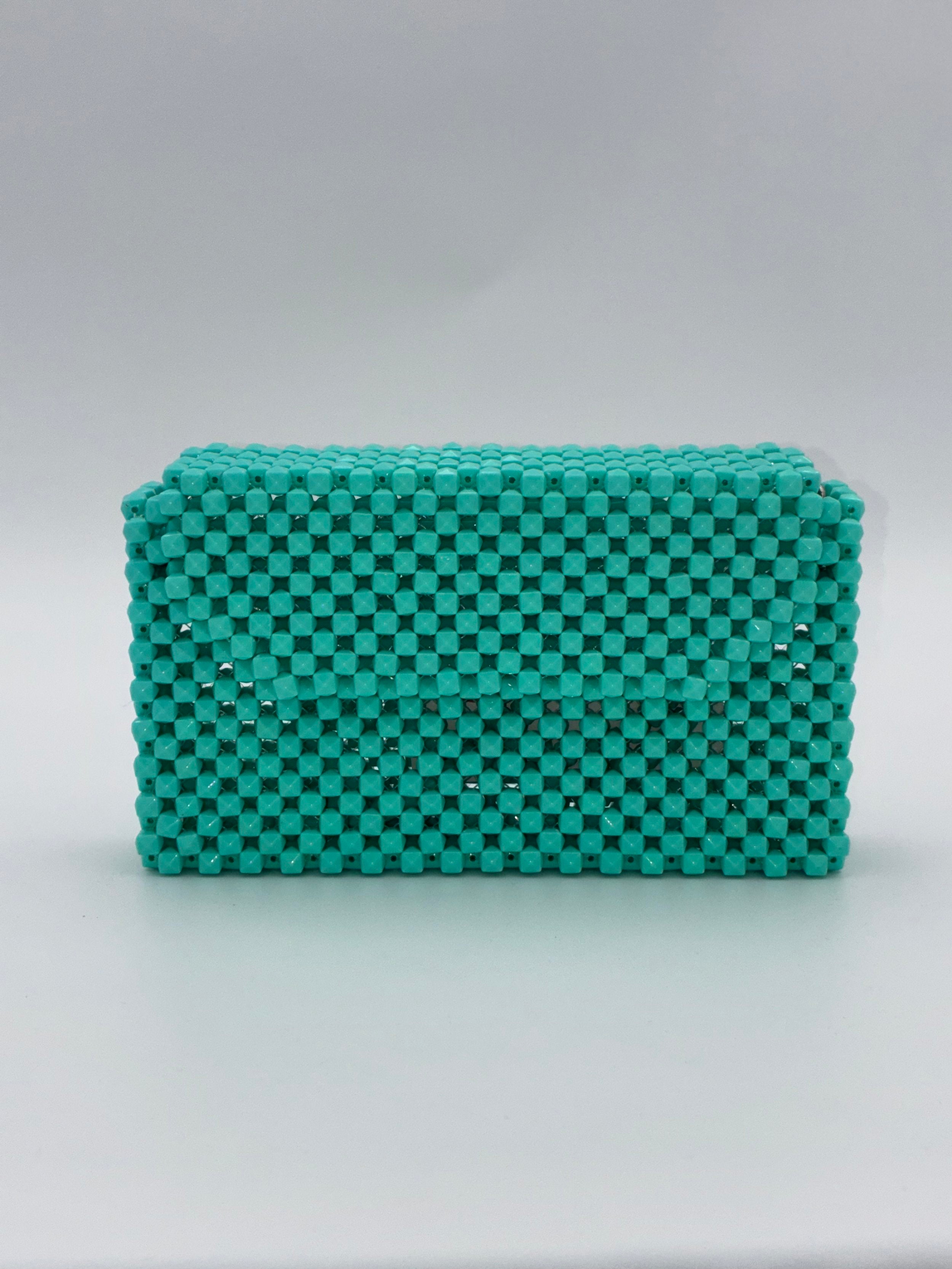 Beaded Teal Clutch Bag - NEW