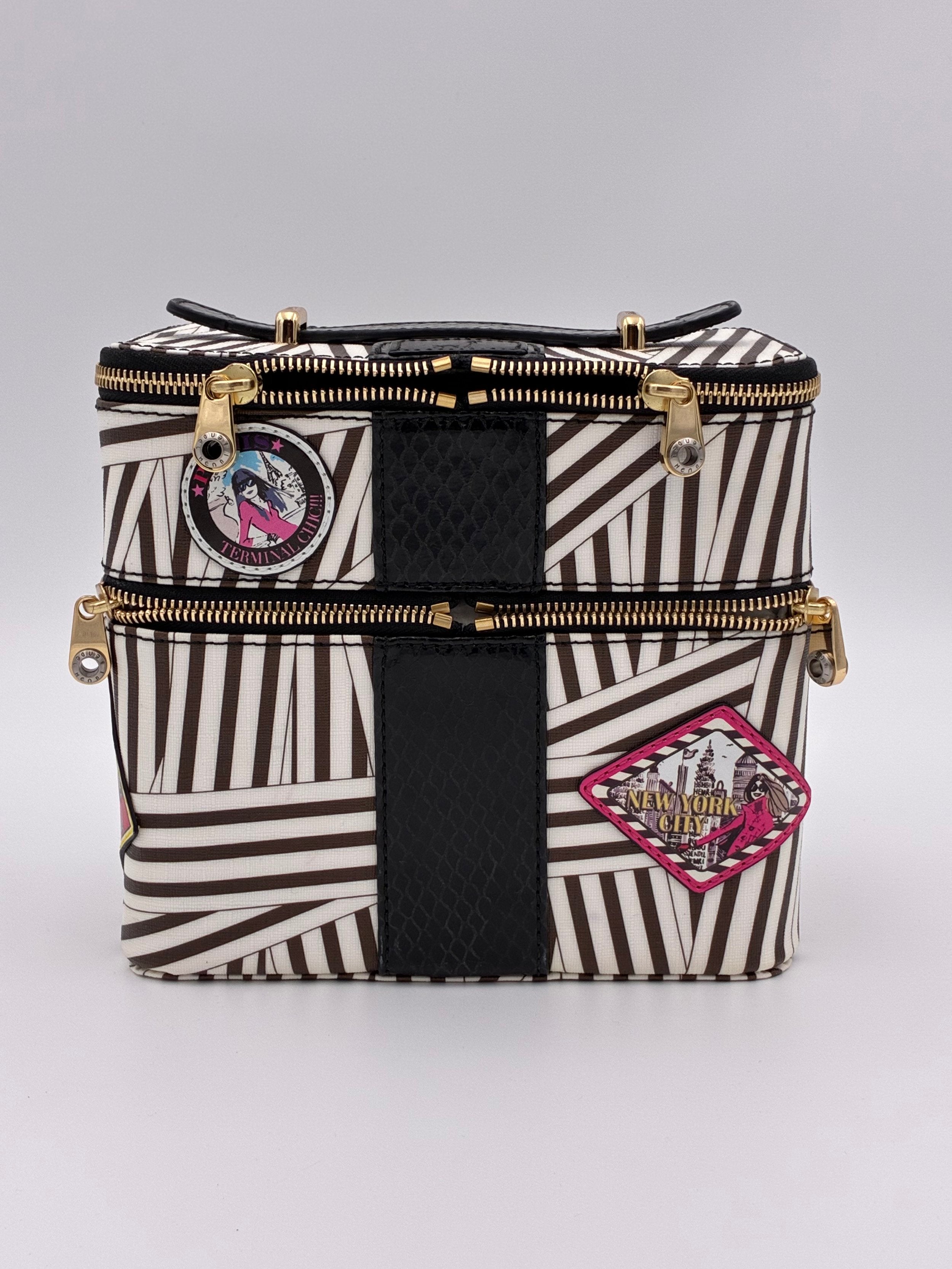 Henri Bendel Classic Striped Train Cosmetic Case