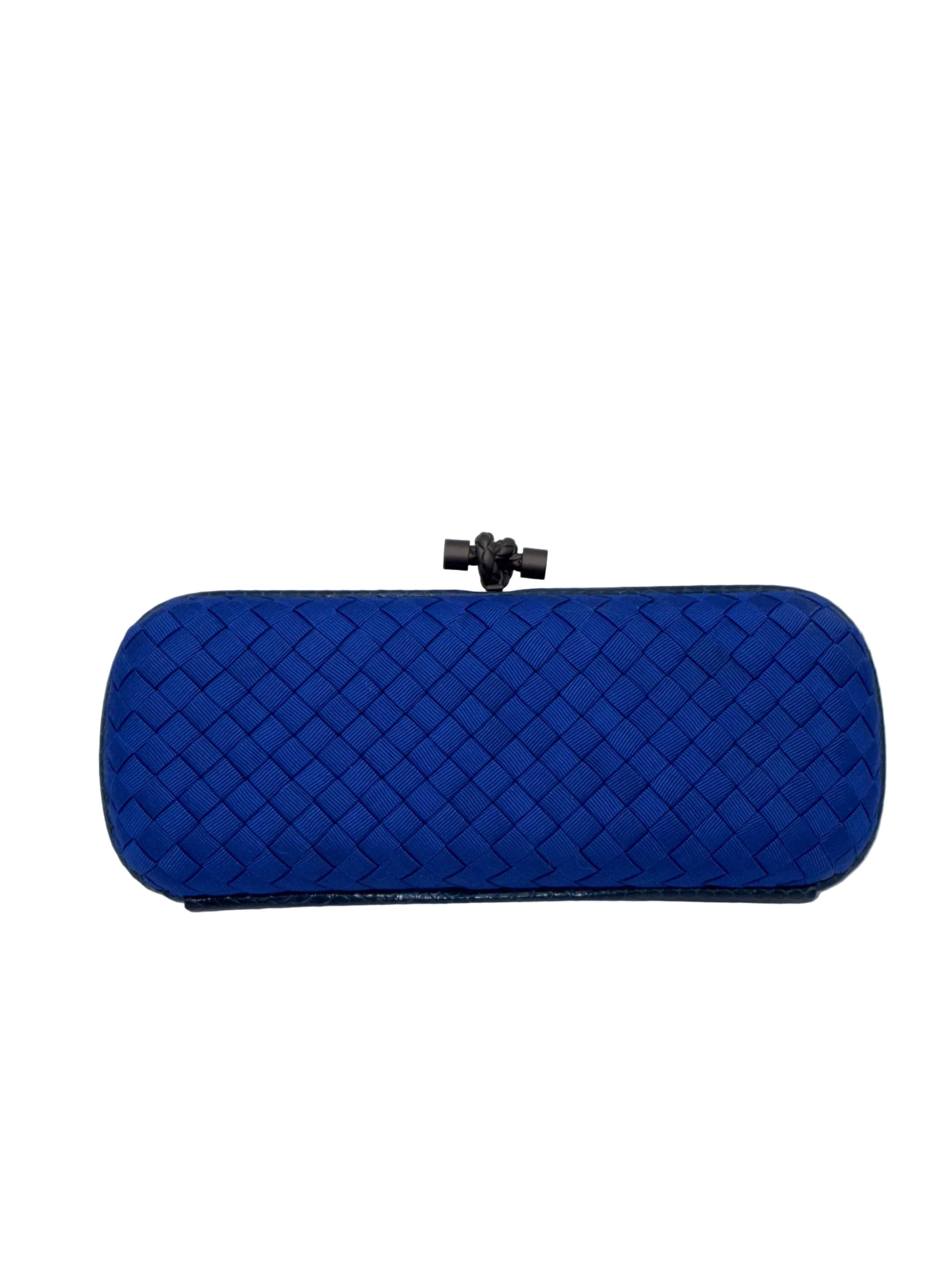 Blue Intreciatto Fabric Clutch