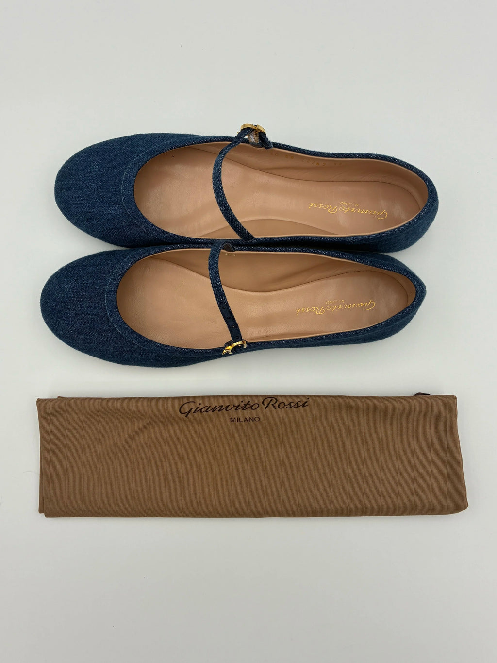 Gianvitto Rossi Carla Denim Flats  - Size US9