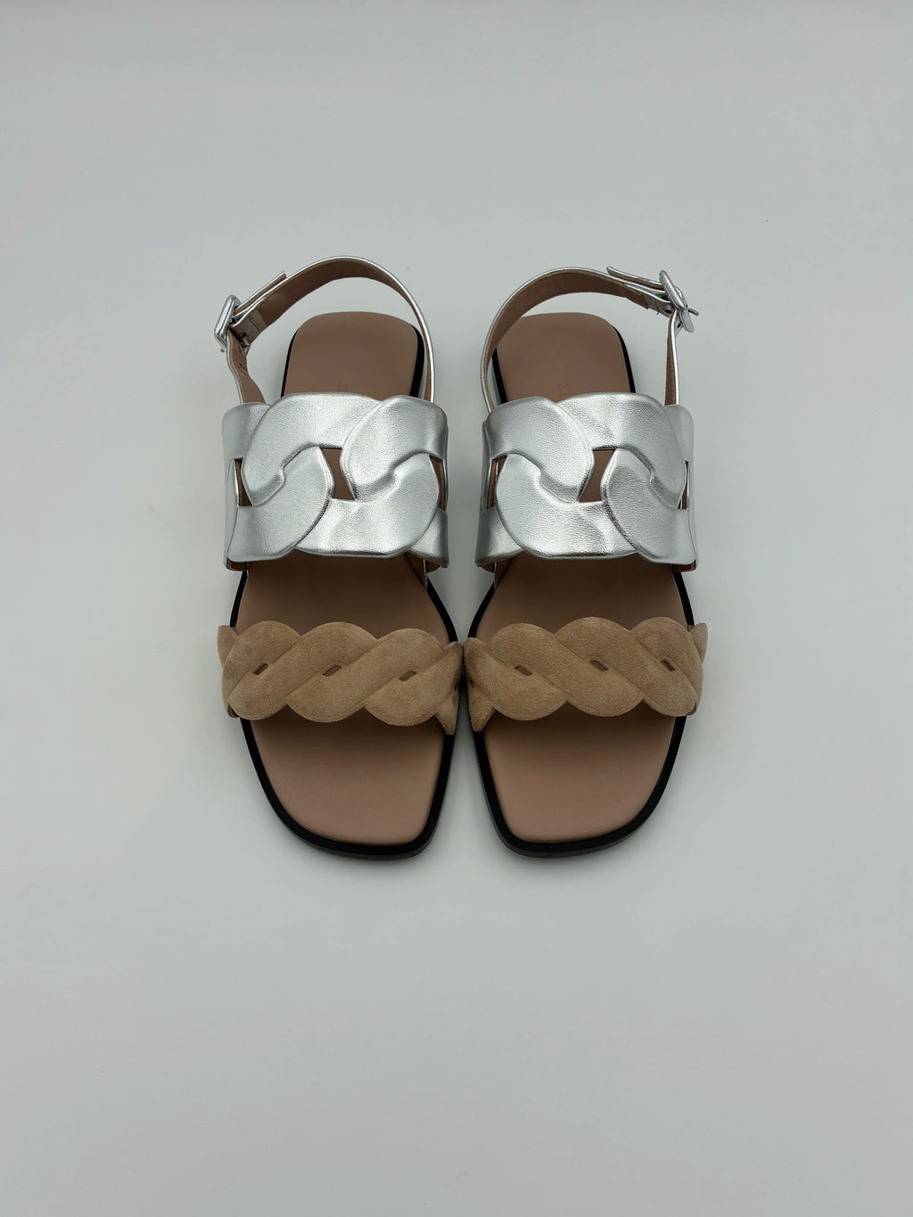 Hermes Grace Rose and Silver Flat Sandal - NEW IN BOX - Size US9