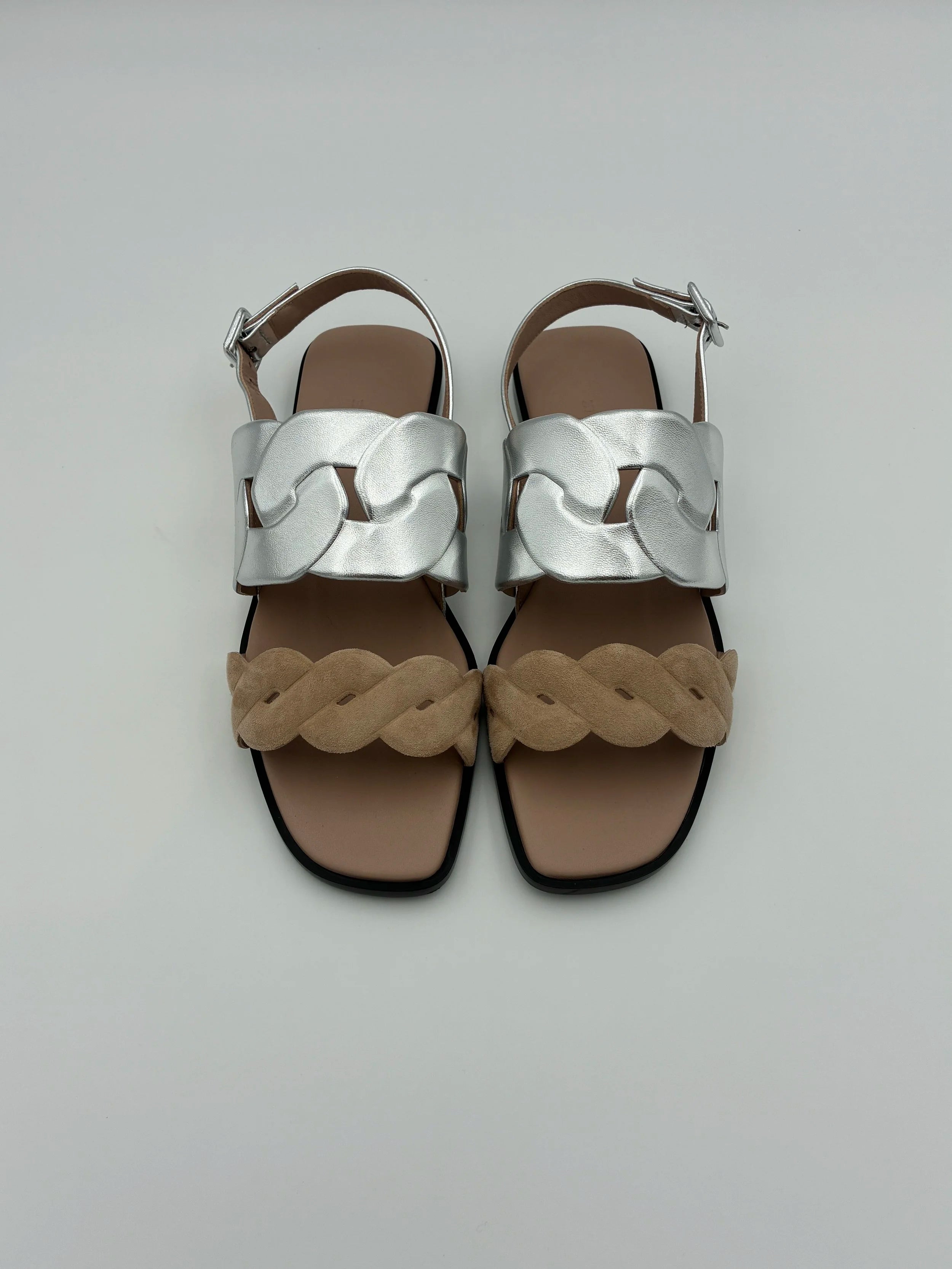 Hermes Grace Rose and Silver Flat Sandal - NEW IN BOX - Size US9