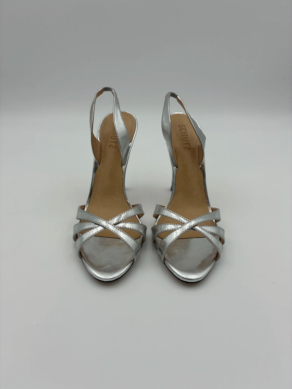 Schutz Silver Chayanne Heels - Size US8.5