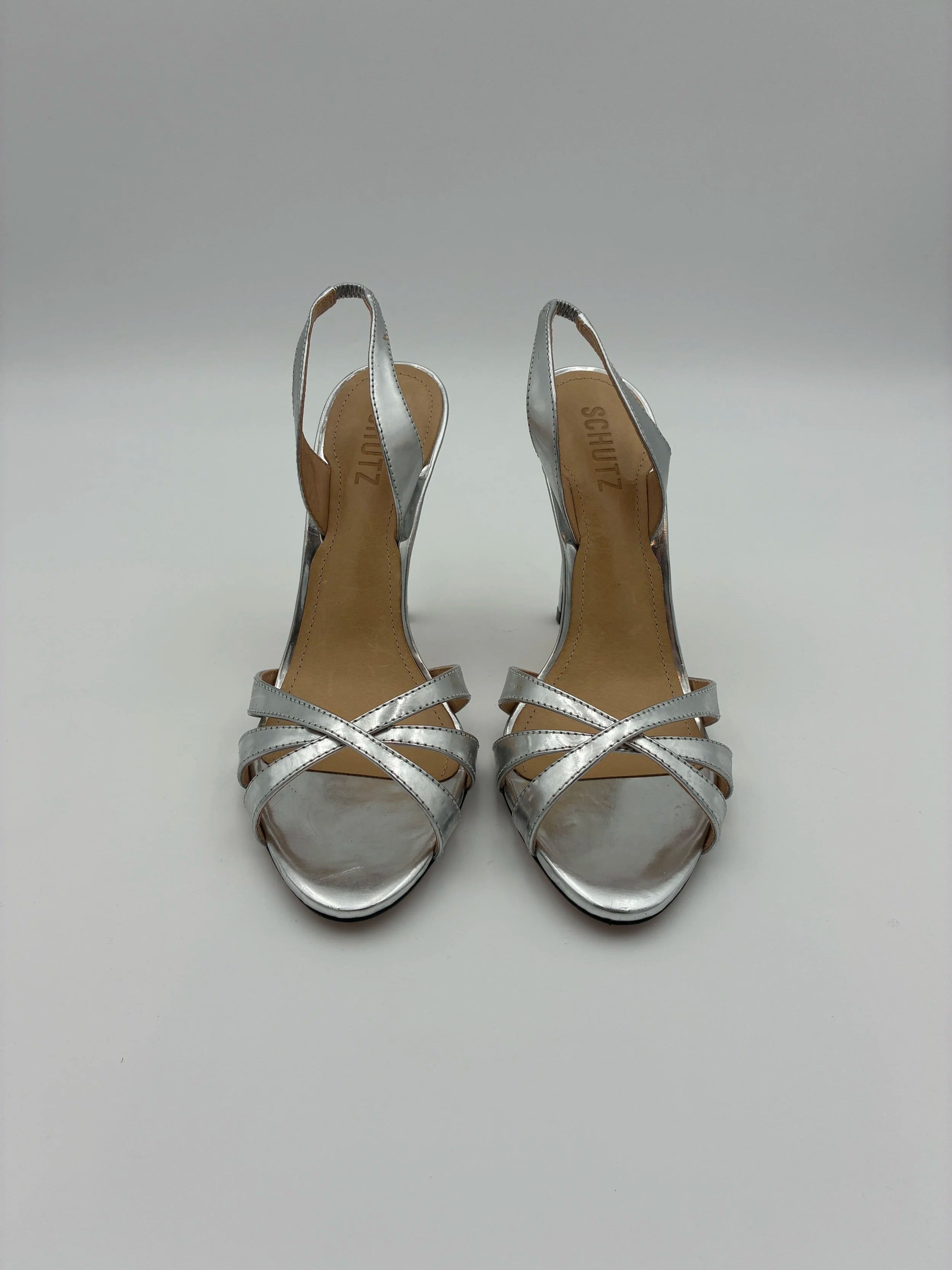 Schutz Silver Chayanne Heels - Size US8.5