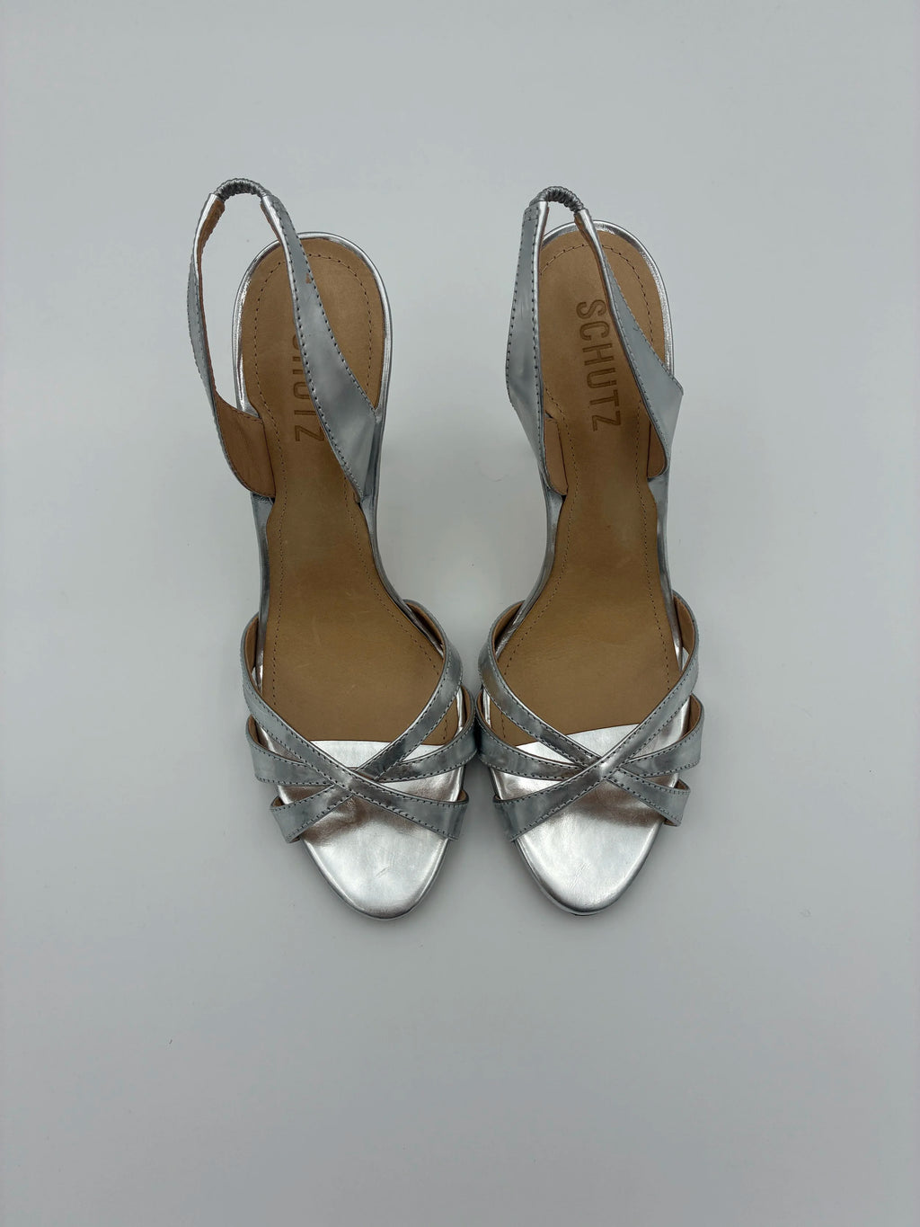 Schutz Silver Chayanne Heels - Size US8.5