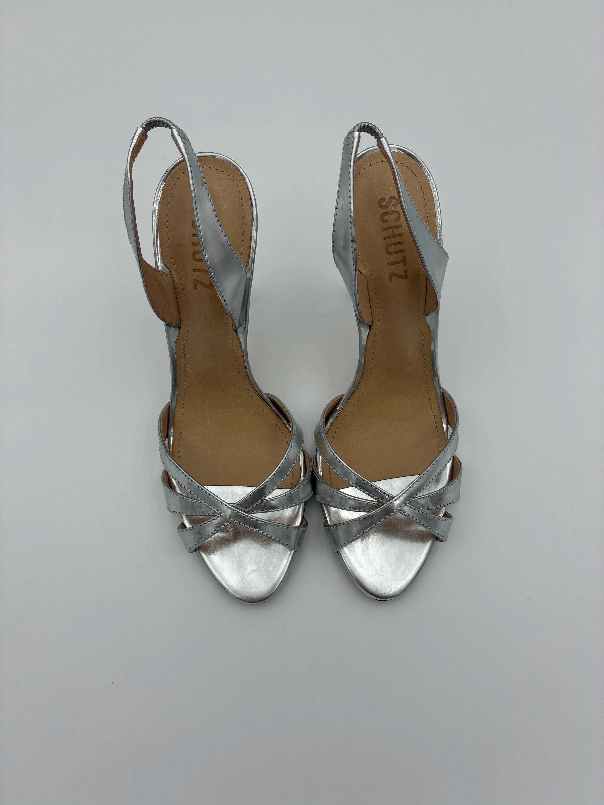 Schutz Silver Chayanne Heels - Size US8.5