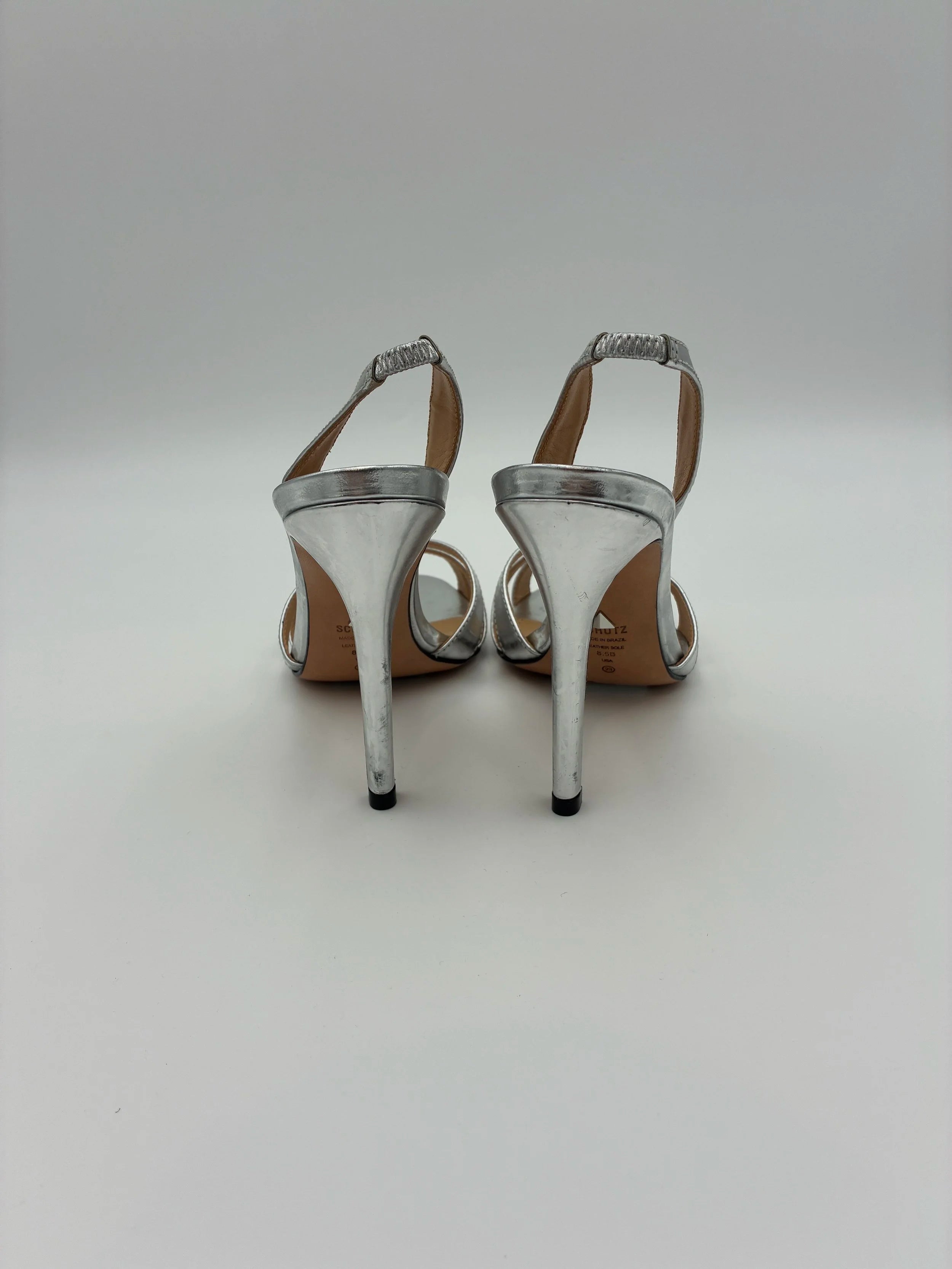 Schutz Silver Chayanne Heels - Size US8.5