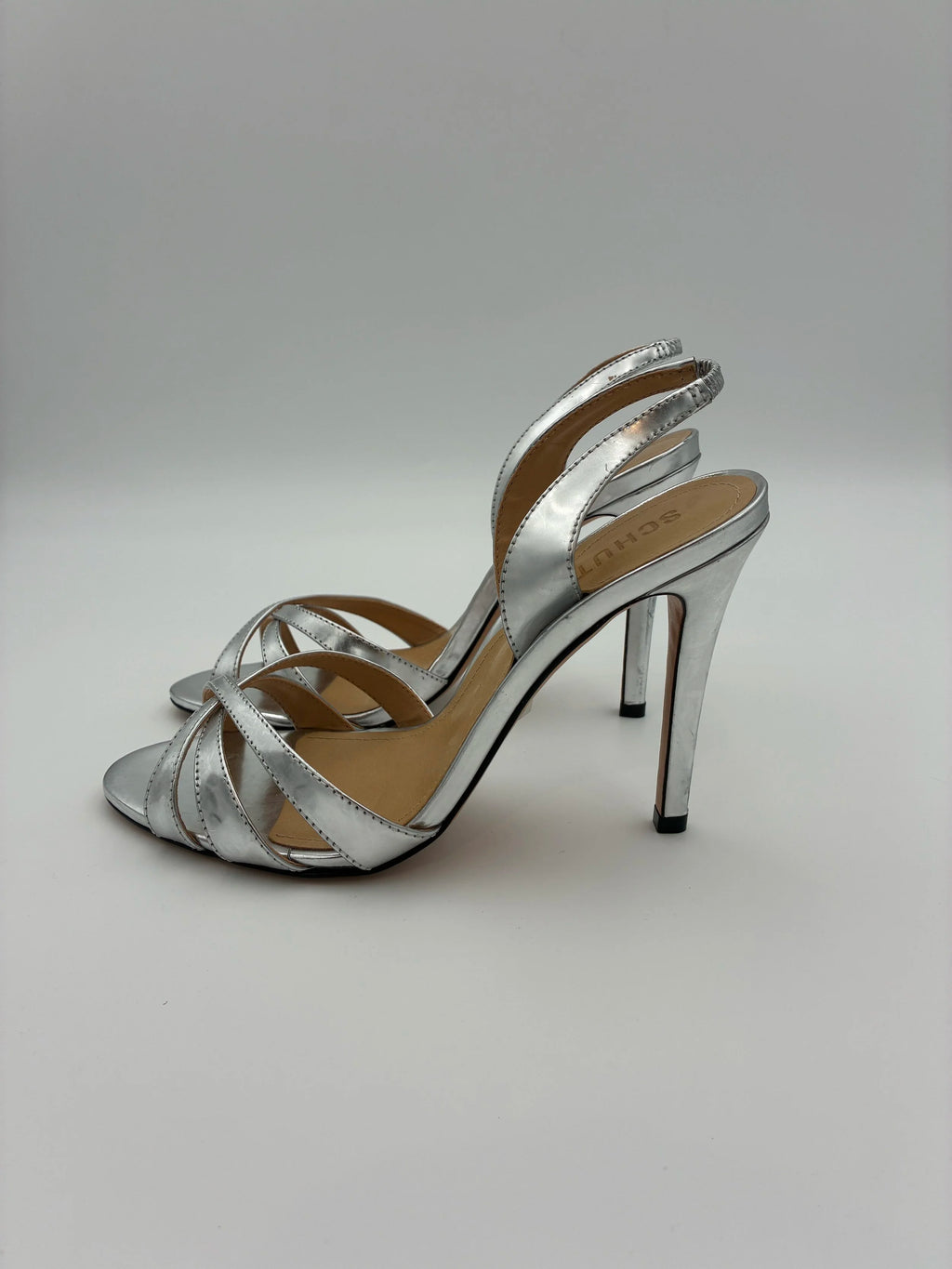Schutz Silver Chayanne Heels - Size US8.5