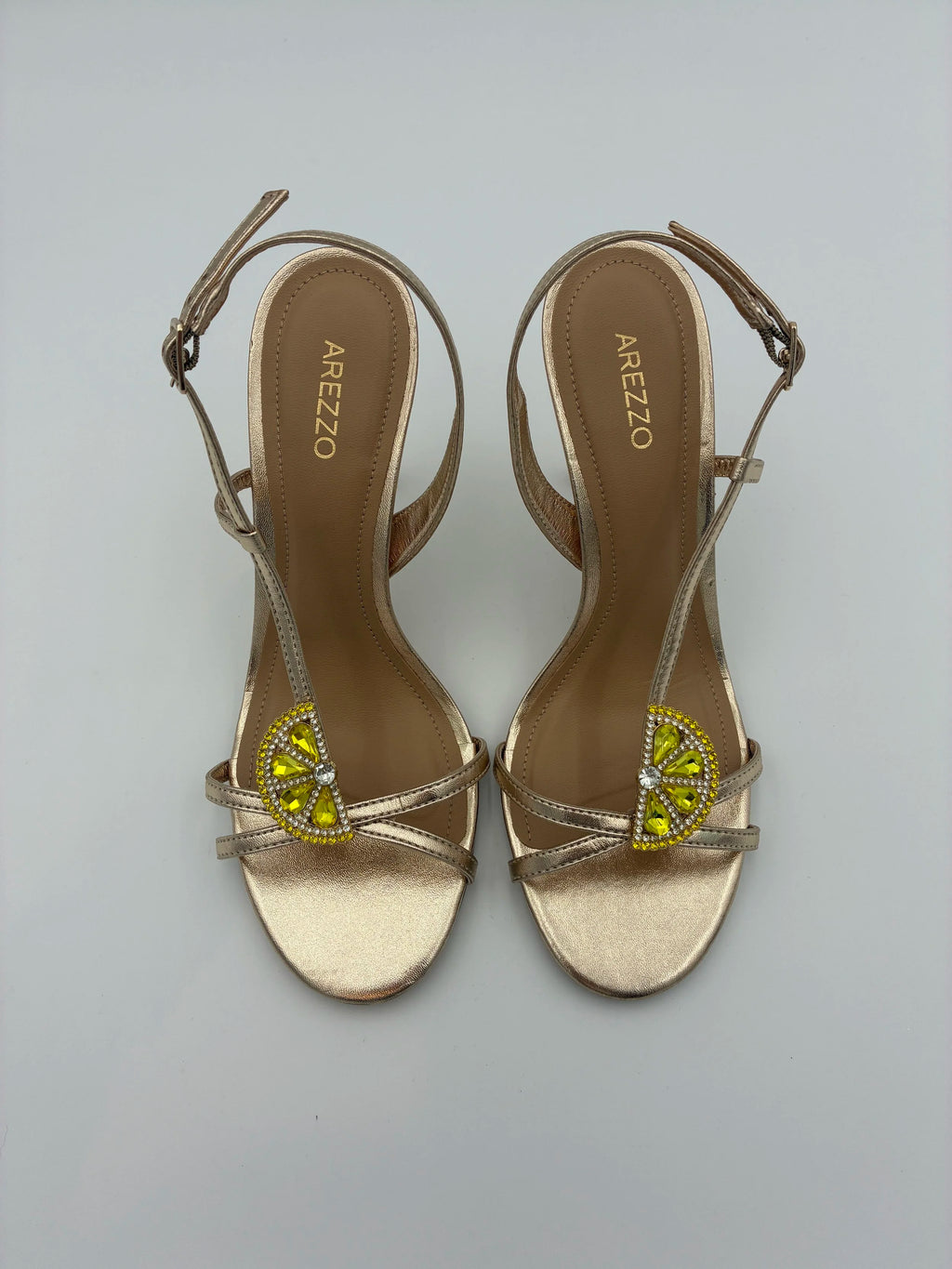 Arezzo Lemon Embellished Heel Rose Gold - NEW - Size US7.5