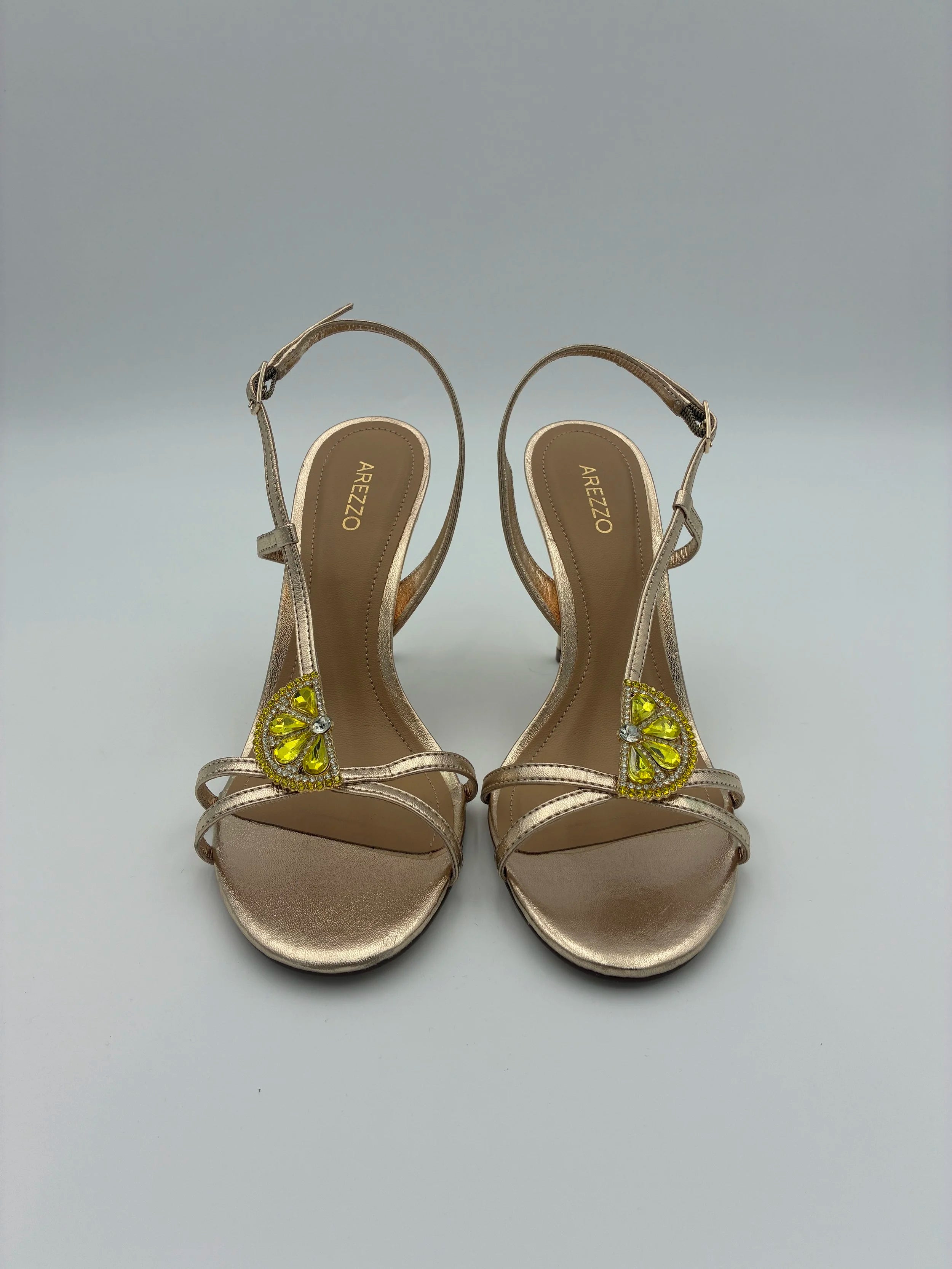 Arezzo Lemon Embellished Heel Rose Gold - NEW - Size US7.5