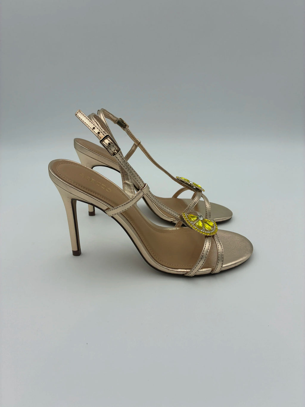 Arezzo Lemon Embellished Heel Rose Gold - NEW - Size US7.5