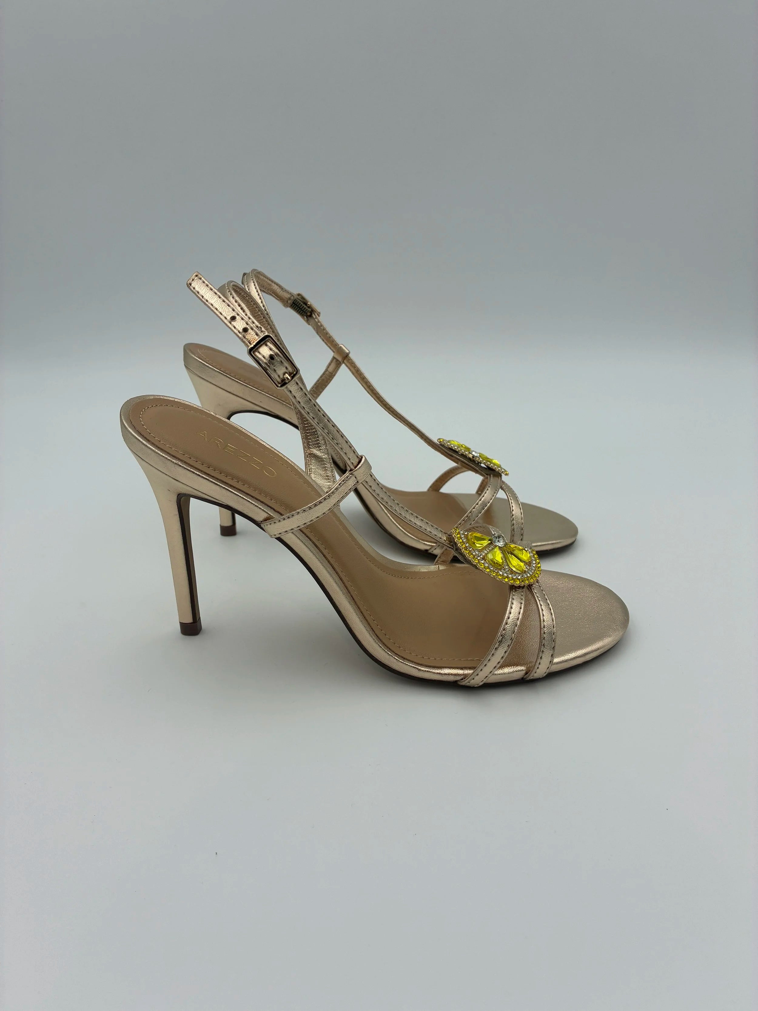Arezzo Lemon Embellished Heel Rose Gold - NEW - Size US7.5