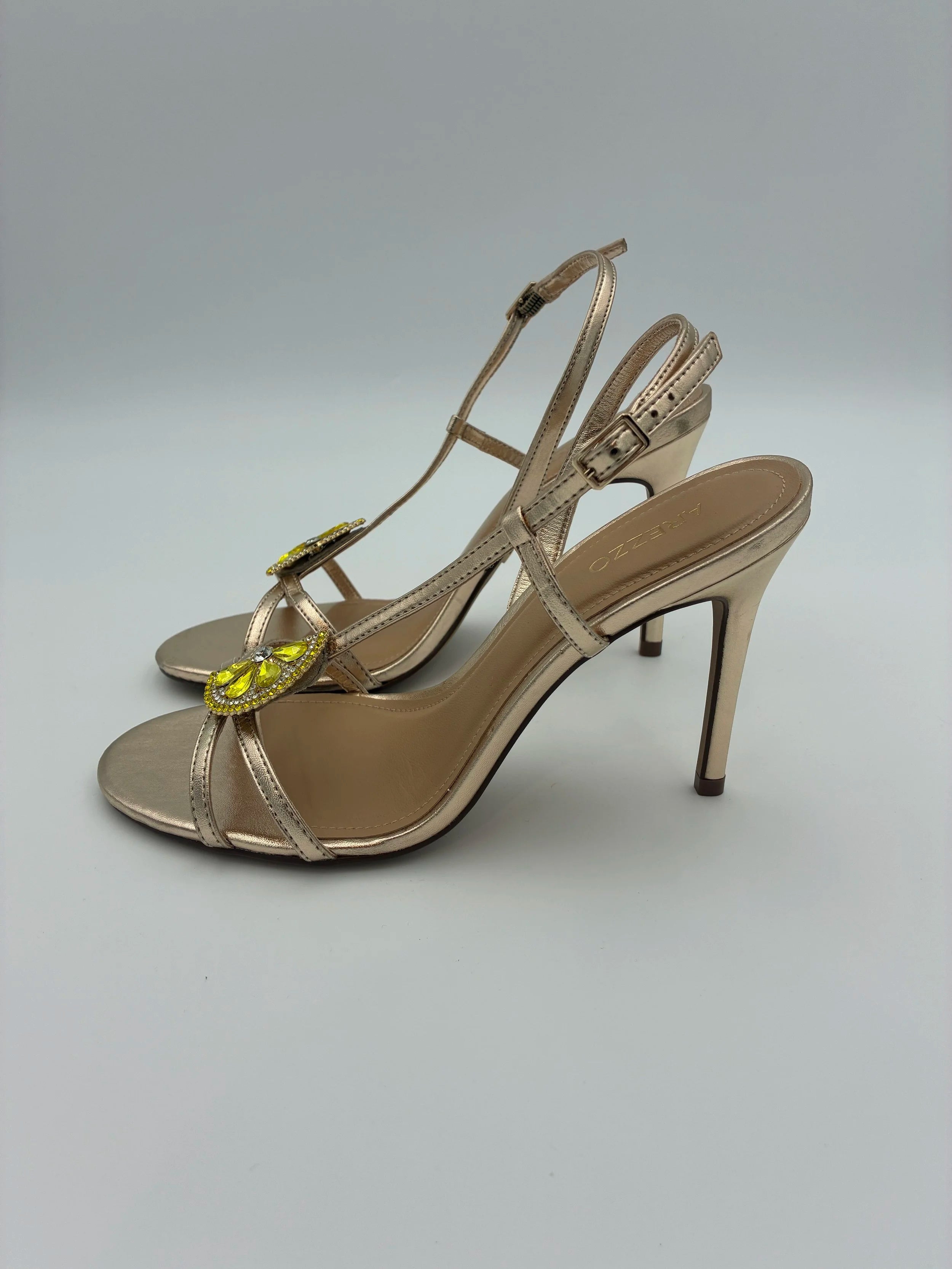 Arezzo Lemon Embellished Heel Rose Gold - NEW - Size US7.5