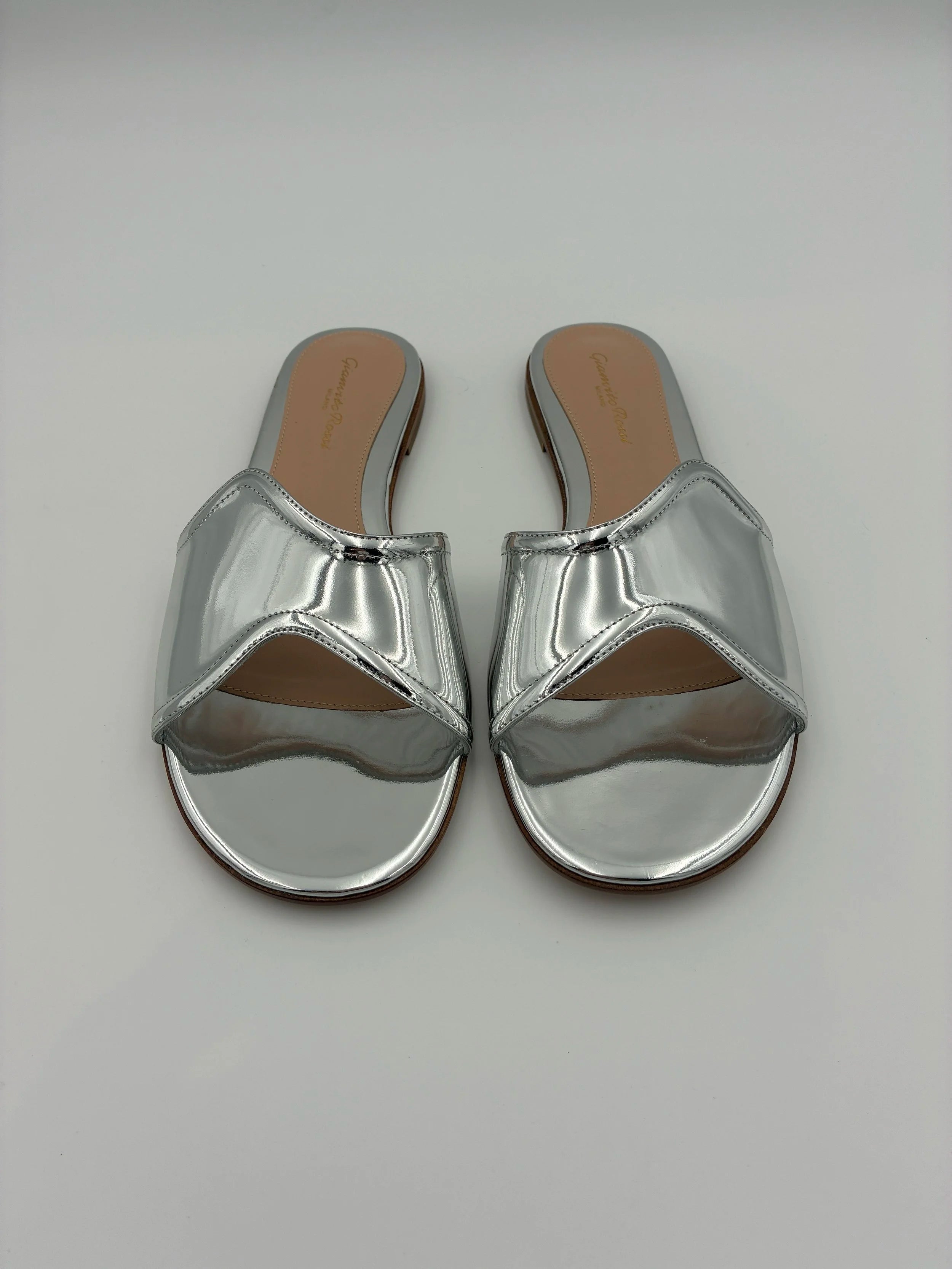 Gianvito Rossi Mirrored-leather Flat - New - Size US10