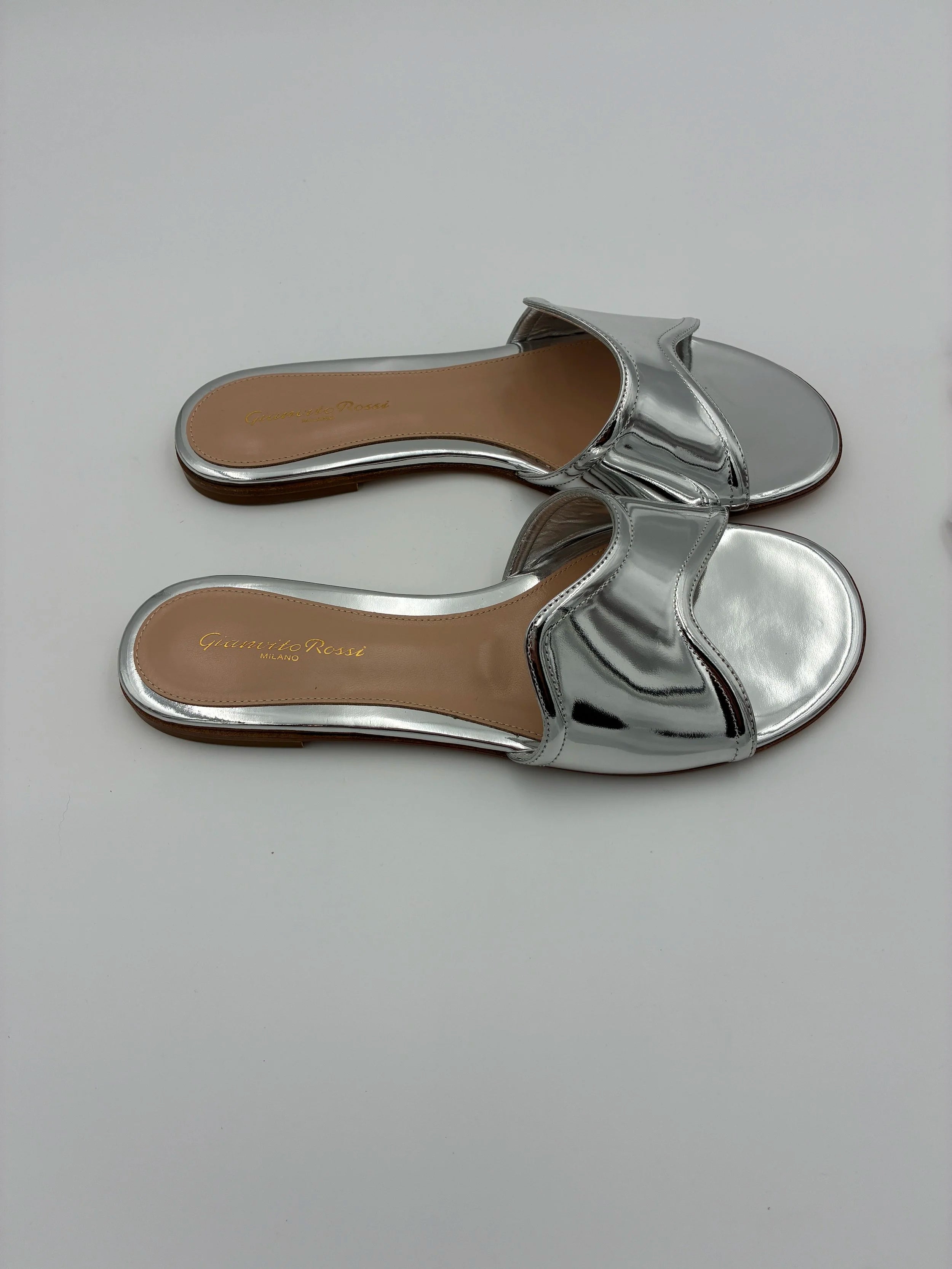Gianvito Rossi Mirrored-leather Flat - New - Size US10