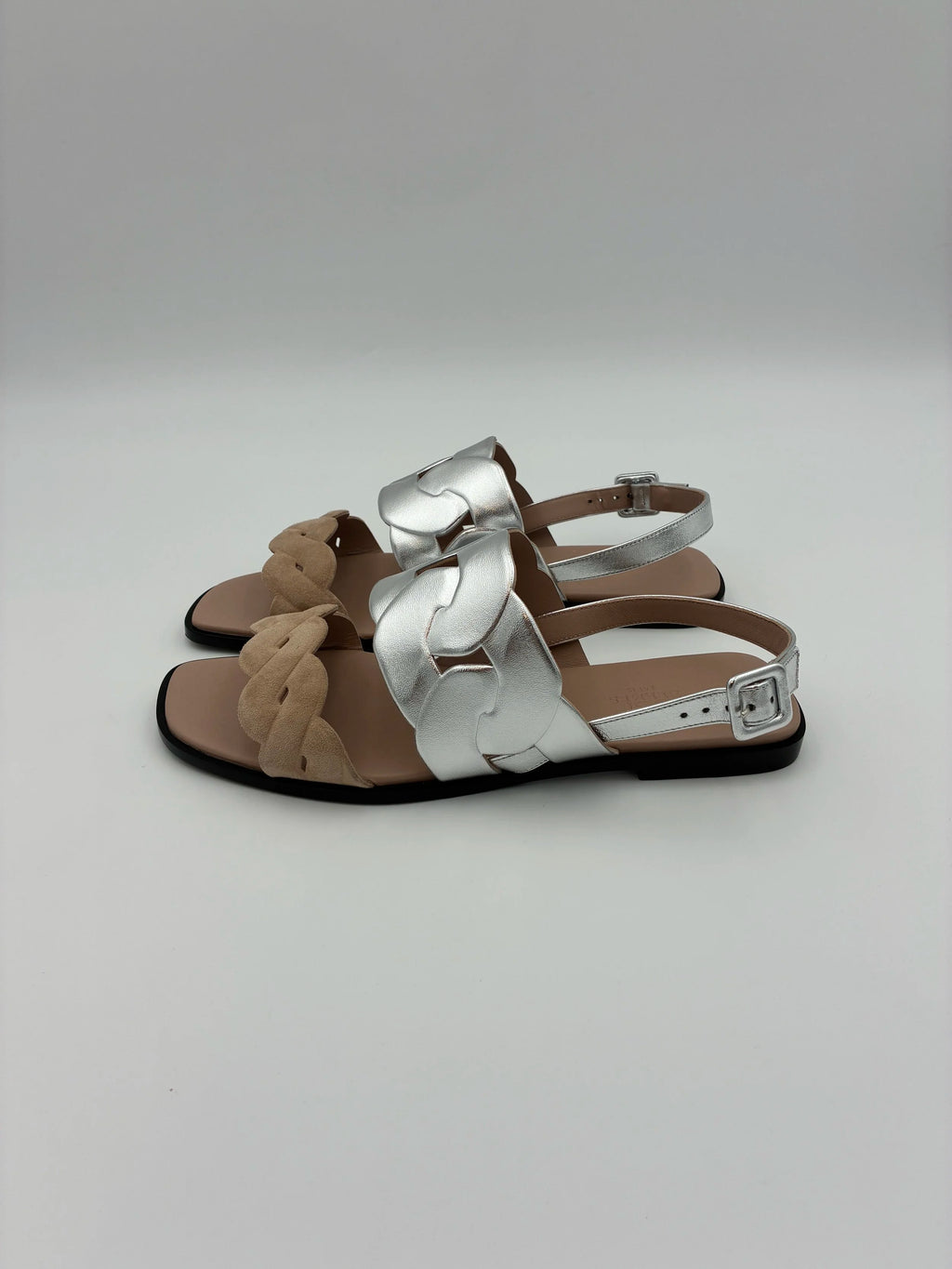 Hermes Grace Rose and Silver Flat Sandal - NEW IN BOX - Size US9