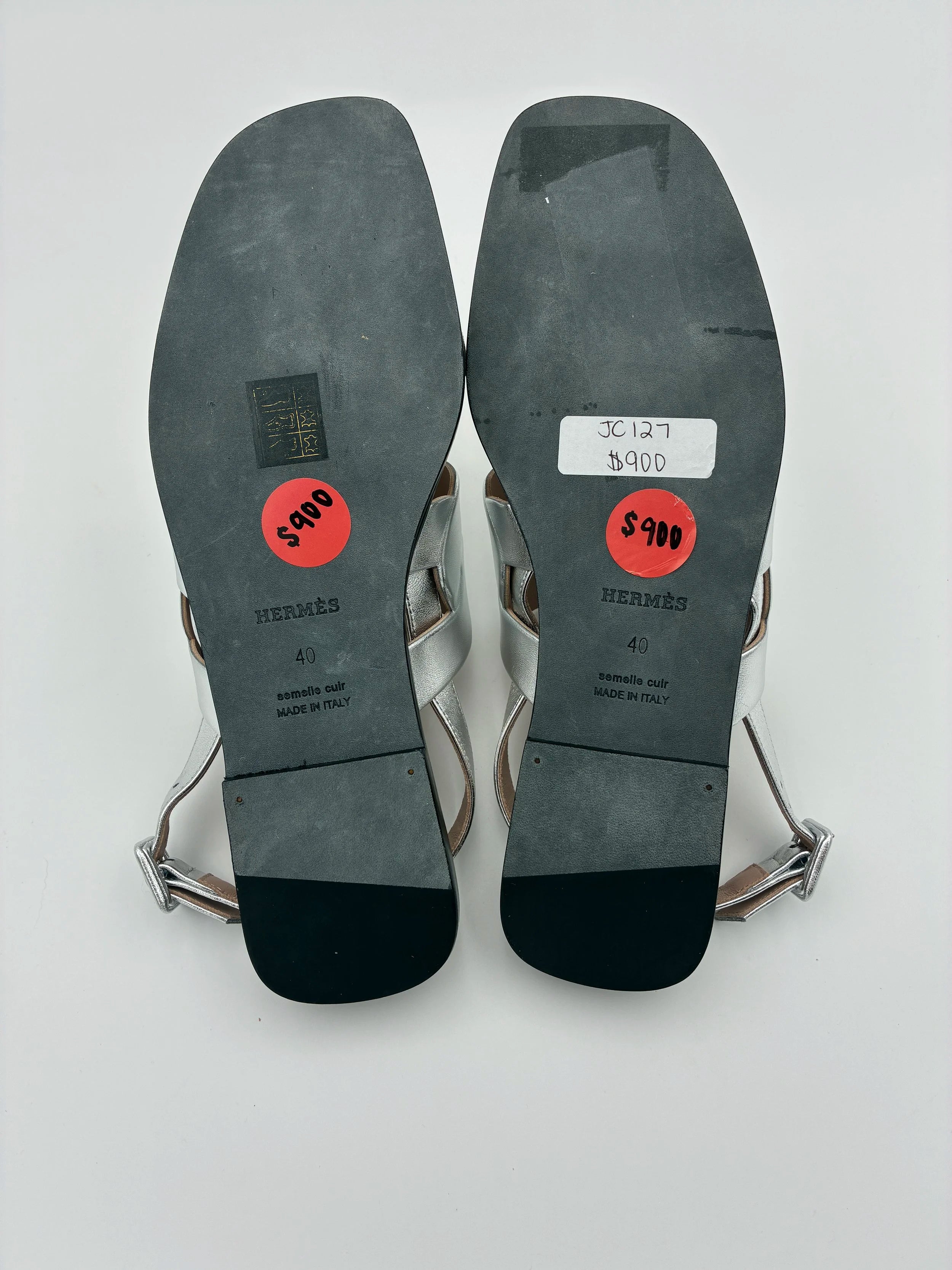 Hermes Grace Rose and Silver Flat Sandal - NEW IN BOX - Size US9