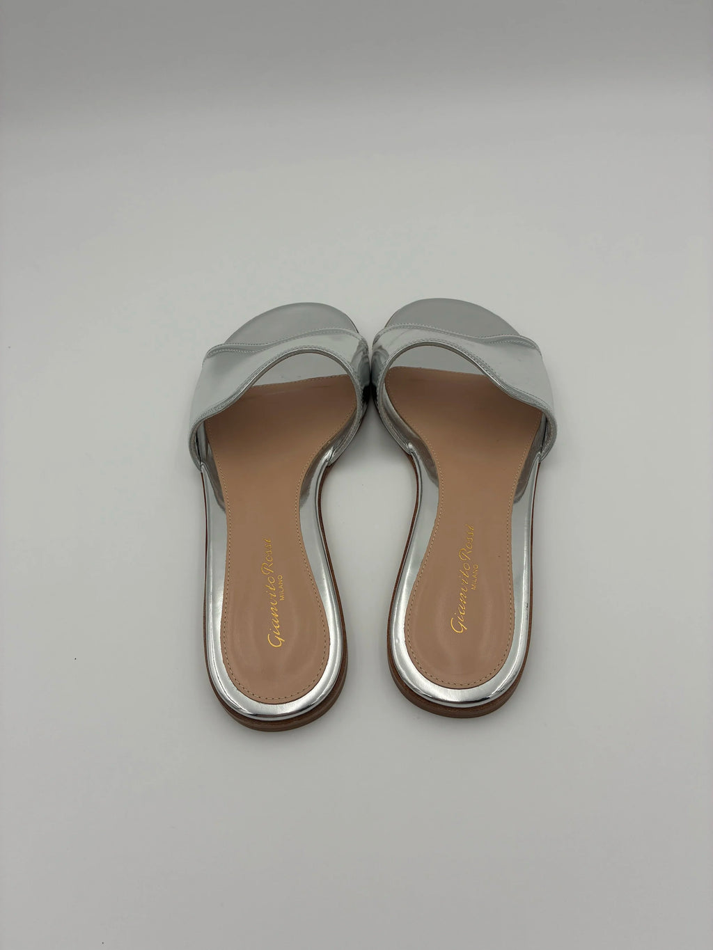 Gianvito Rossi Mirrored-leather Flat - New - Size US10
