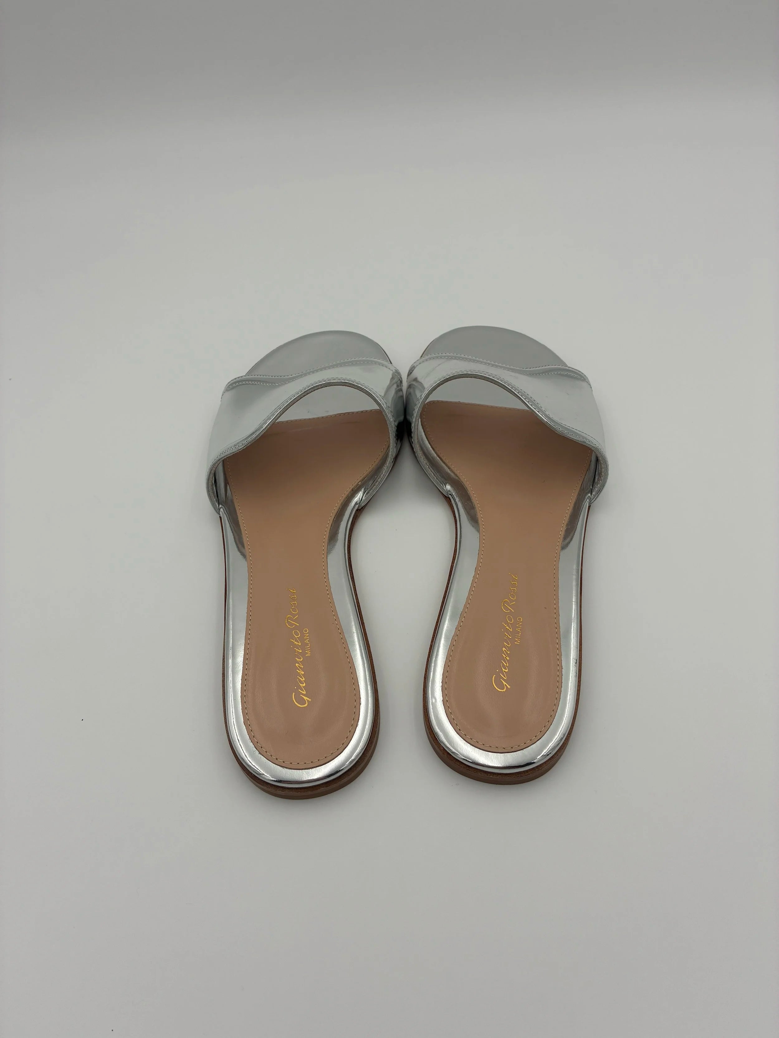Gianvito Rossi Mirrored-leather Flat - New - Size US10