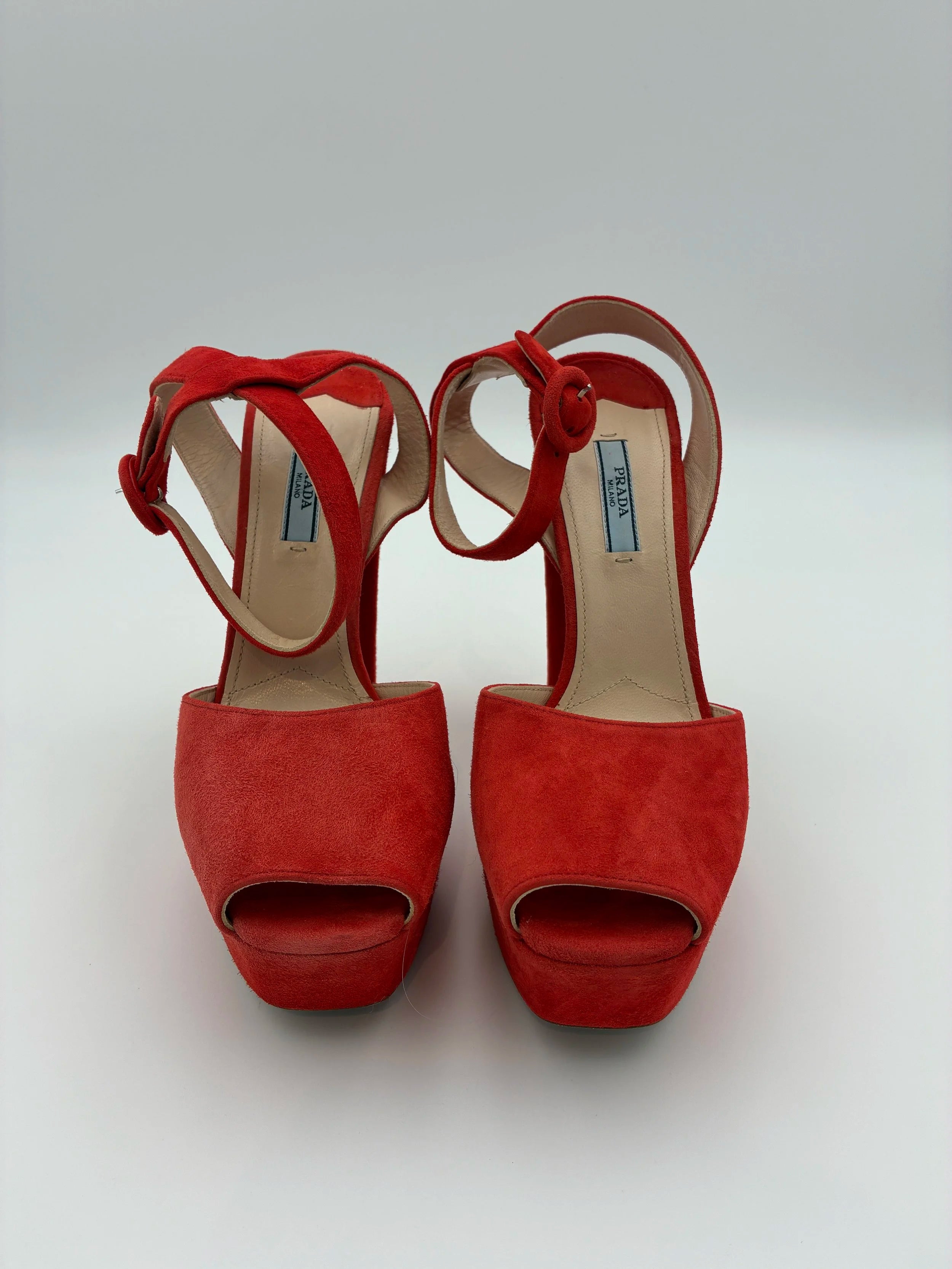 Red Prada Suede D'Orsay Pump Heels  - Size 8.5US