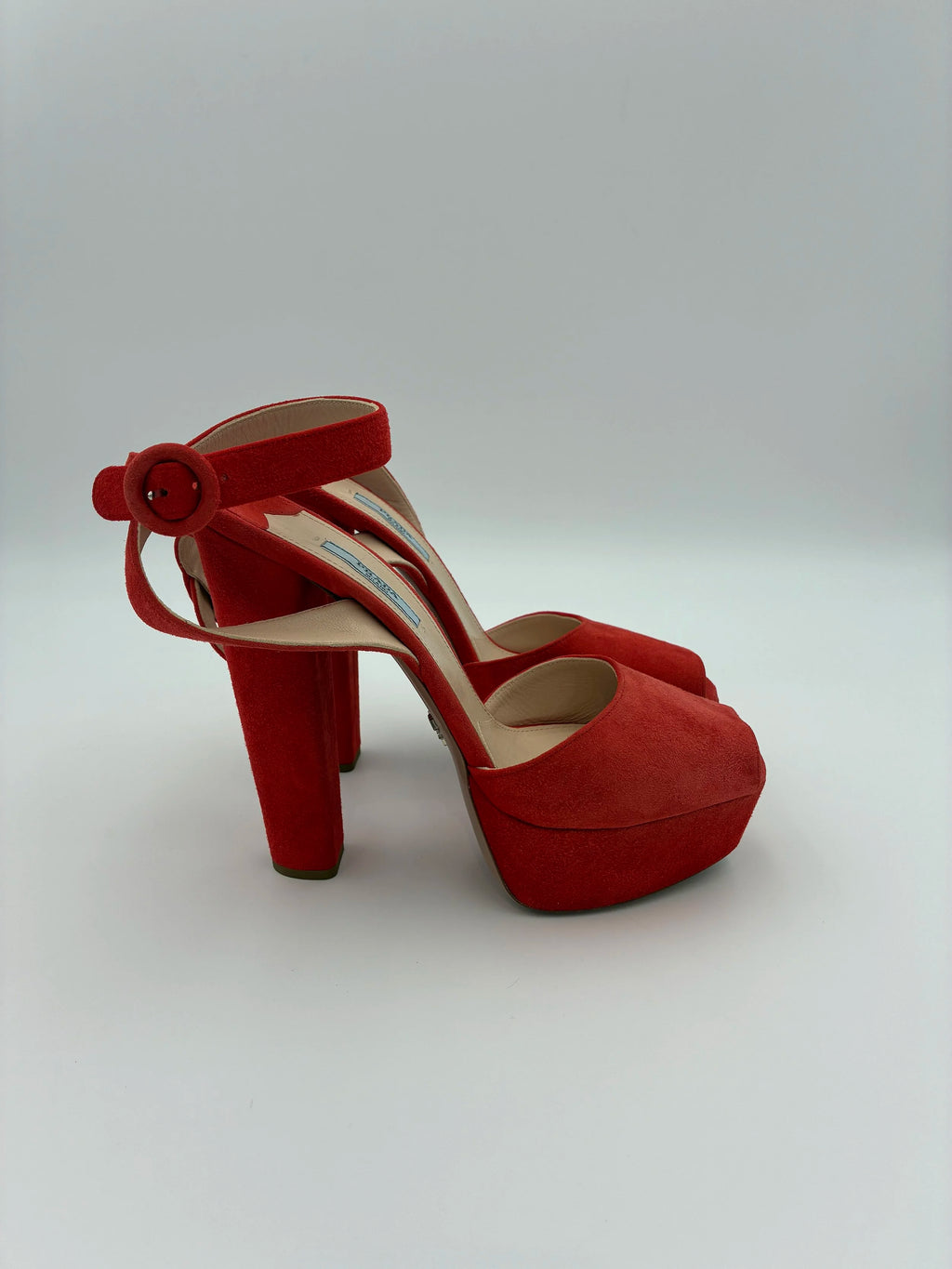 Red Prada Suede D'Orsay Pump Heels  - Size 8.5US