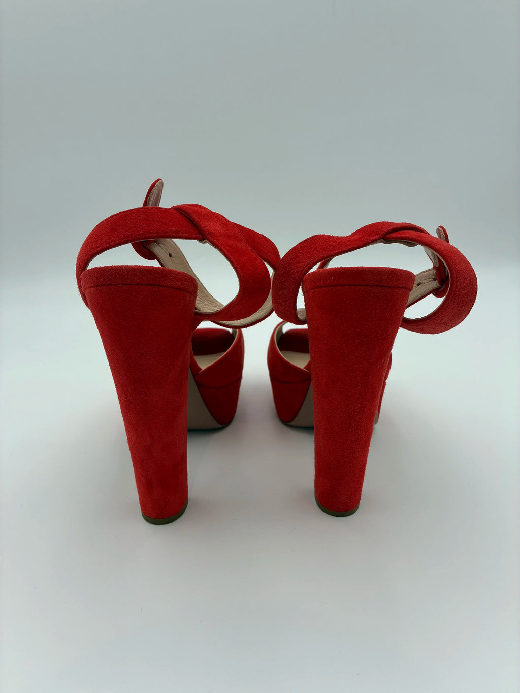 Red Prada Suede D'Orsay Pump Heels  - Size 8.5US