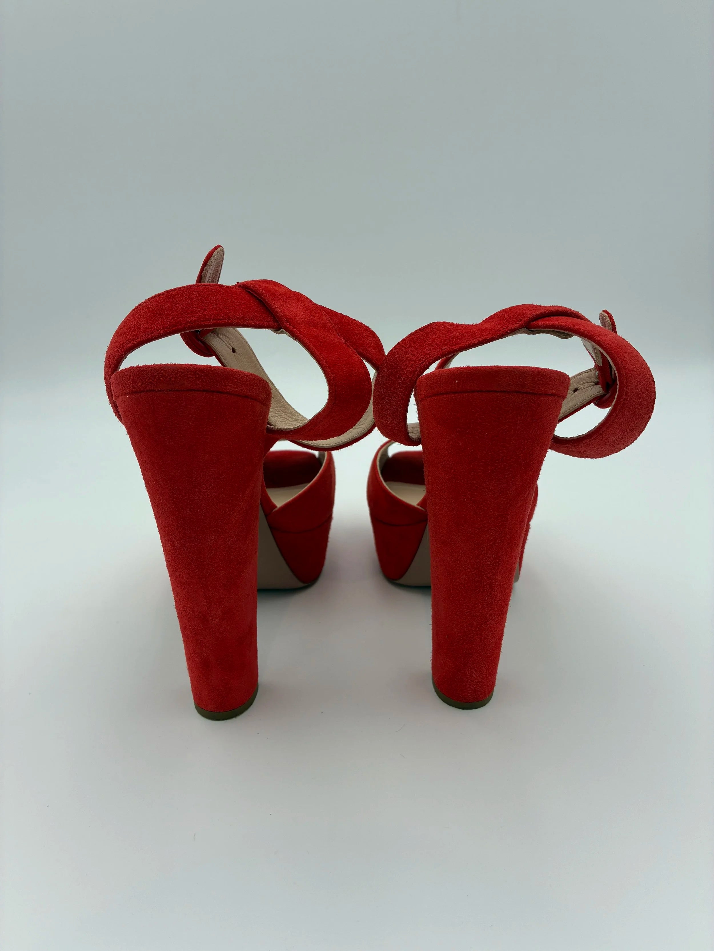 Red Prada Suede D'Orsay Pump Heels  - Size 8.5US