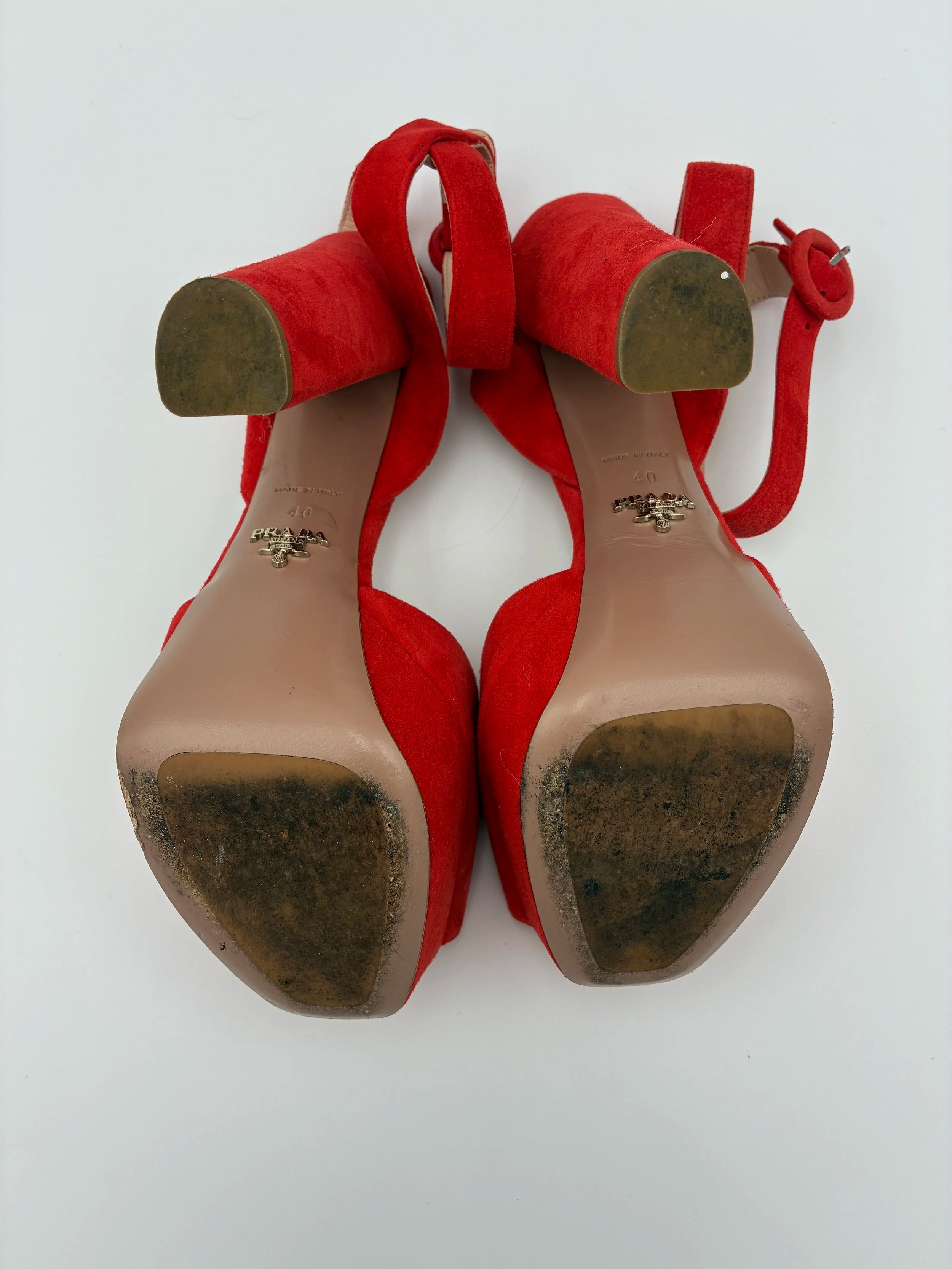 Red Prada Suede D'Orsay Pump Heels  - Size 8.5US