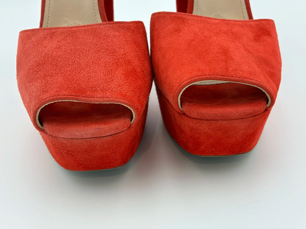 Red Prada Suede D'Orsay Pump Heels  - Size 8.5US