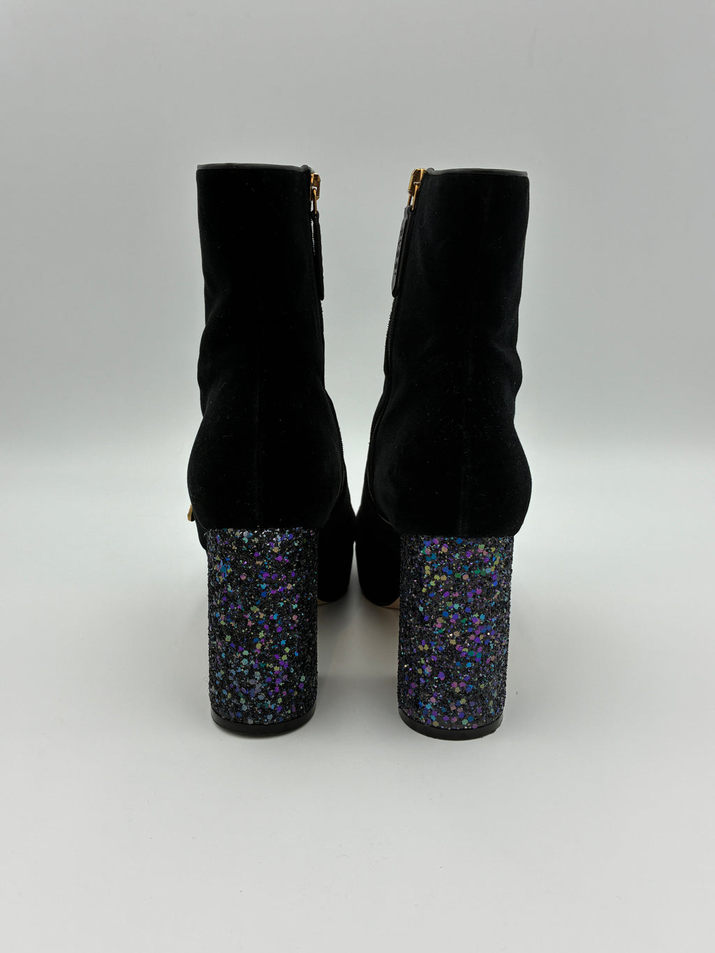 Black Gucci Soko Bee Velvet Ankle Boot - Size 7US