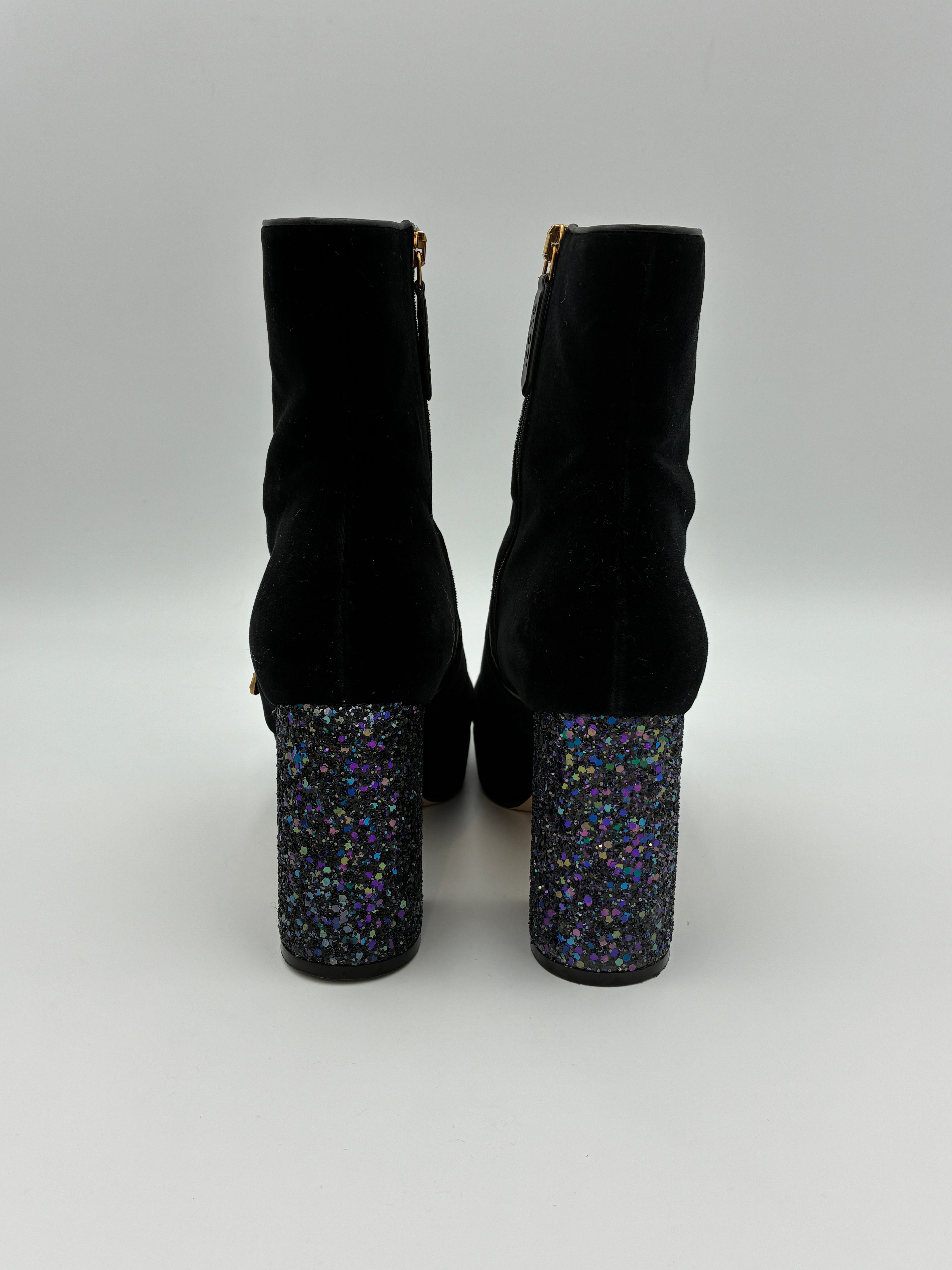 Black Gucci Soko Bee Velvet Ankle Boot - Size 7US