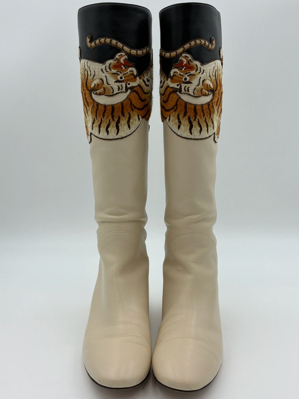 Cream Gucci Pam Tiger Tall Boot - Size US5.5