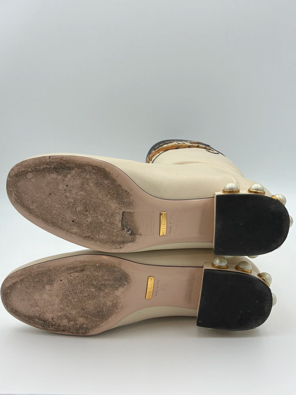 Cream Gucci Pam Tiger Tall Boot - Size US5.5