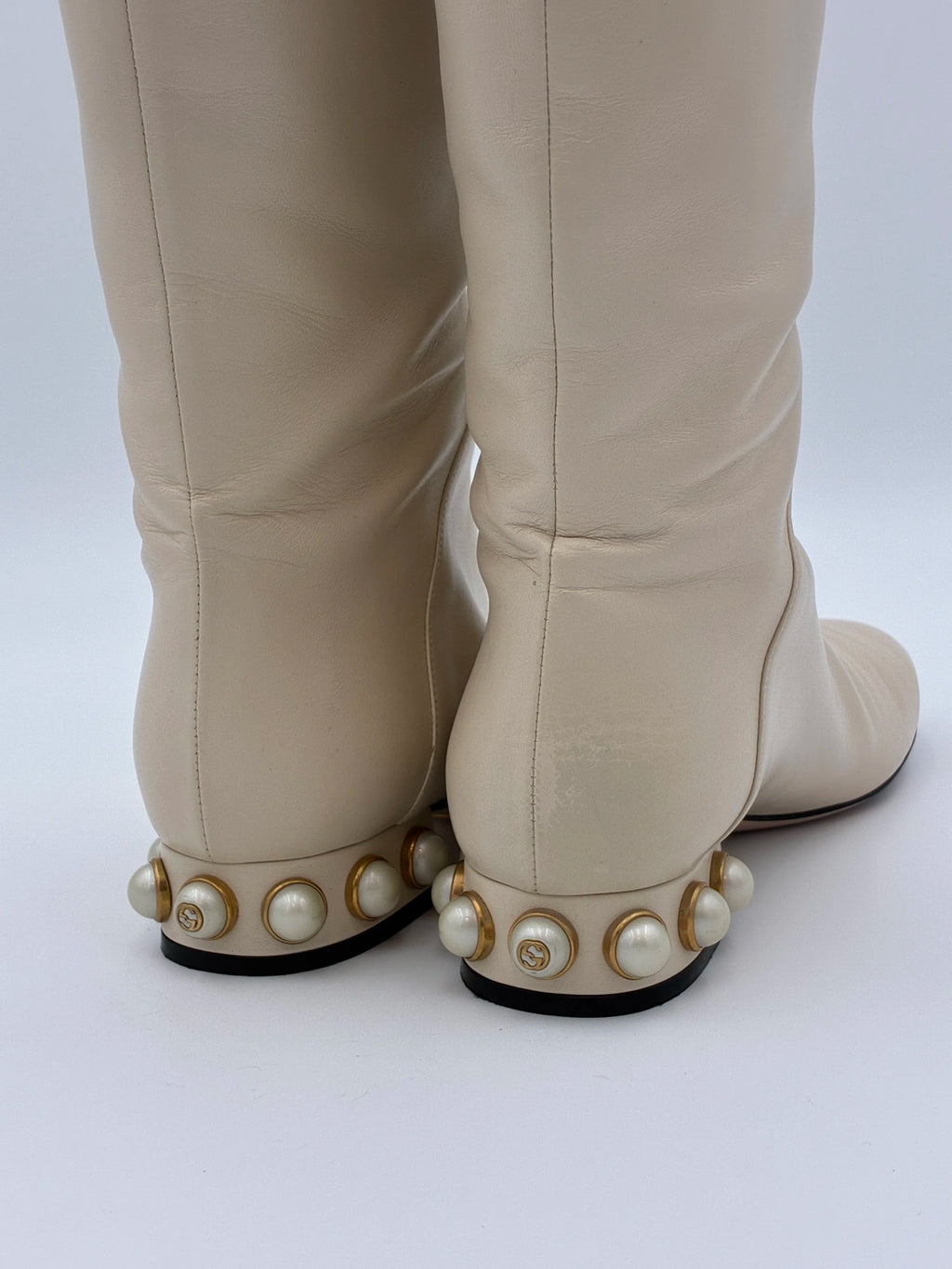 Cream Gucci Pam Tiger Tall Boot - Size US5.5