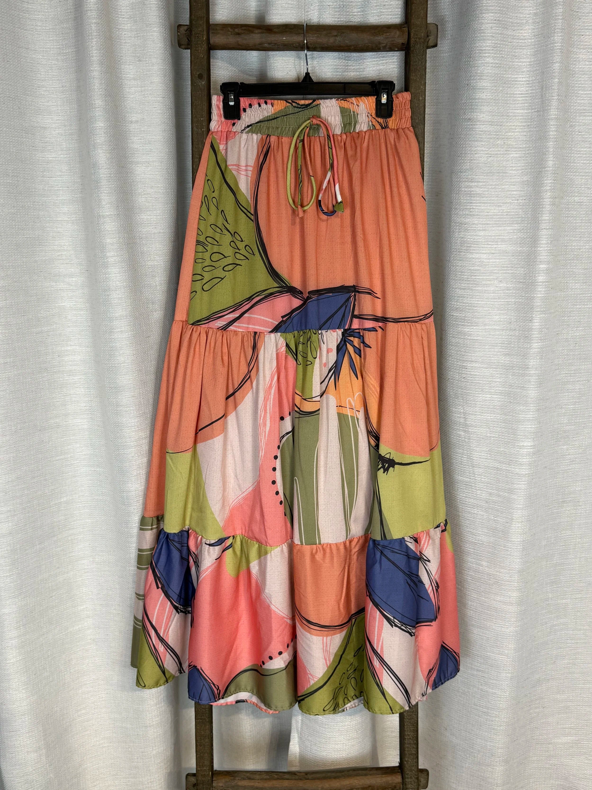 Floral Print Maxi Skirt - Size L