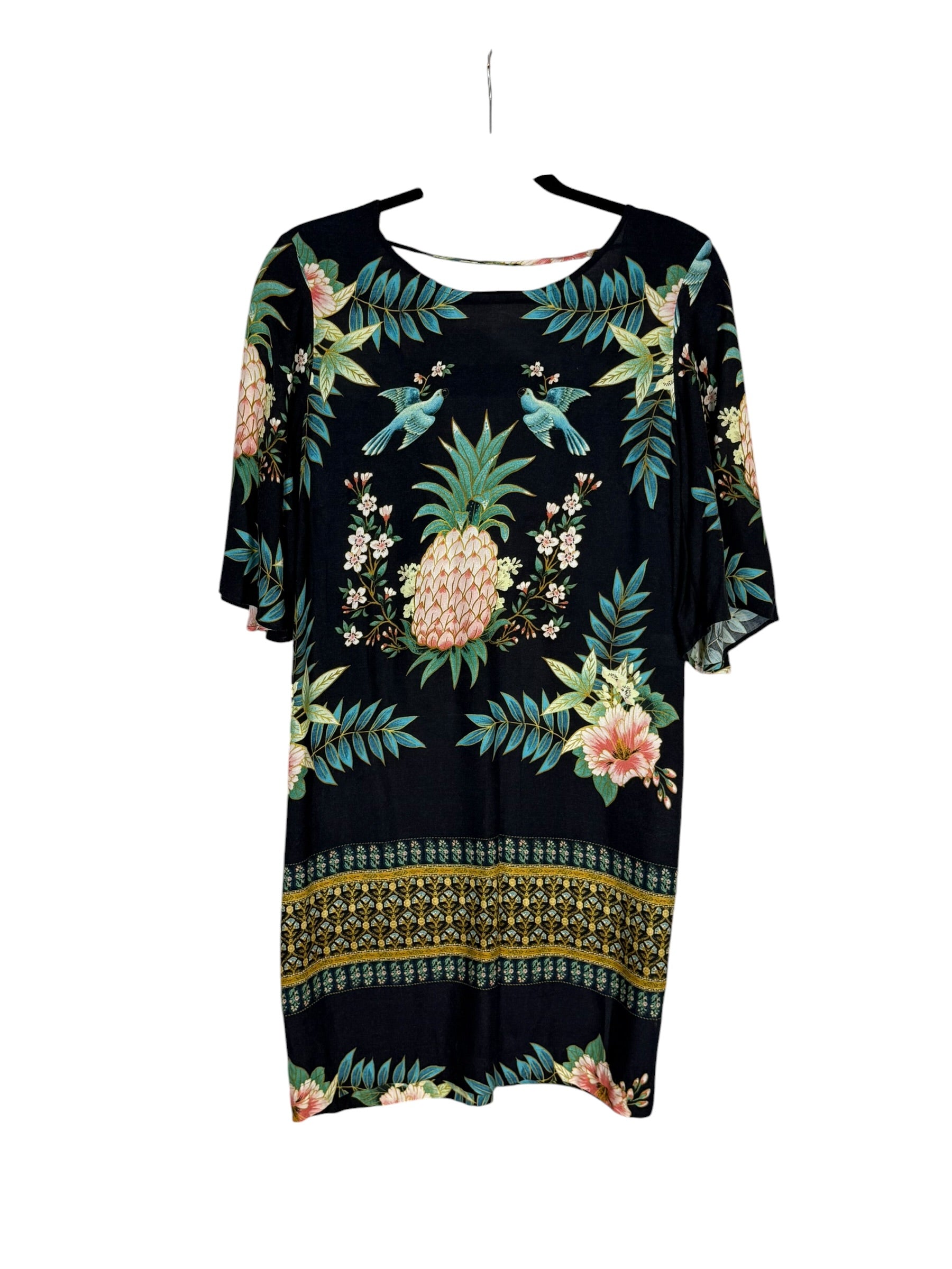 Farm Rio Pineapple Black Short Dress Small