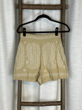 Zara Beige Embroidered Summer Shorts - Size M