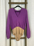 Long Sleeve purple Body Suit - Size M