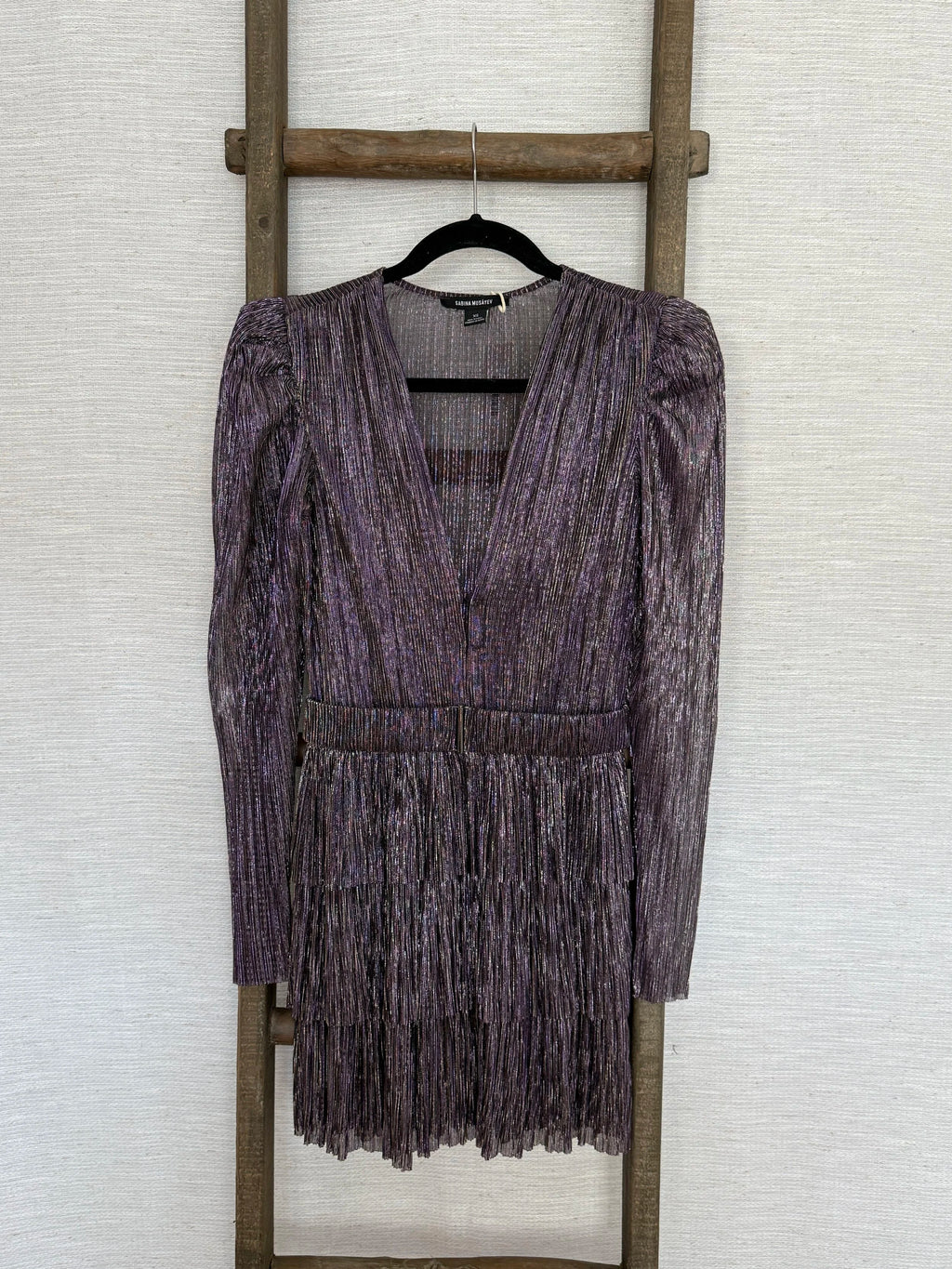 Sabina Musayev Purple Mini Dress with Belt