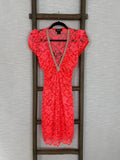Coral Laced Mini Dress - Size S