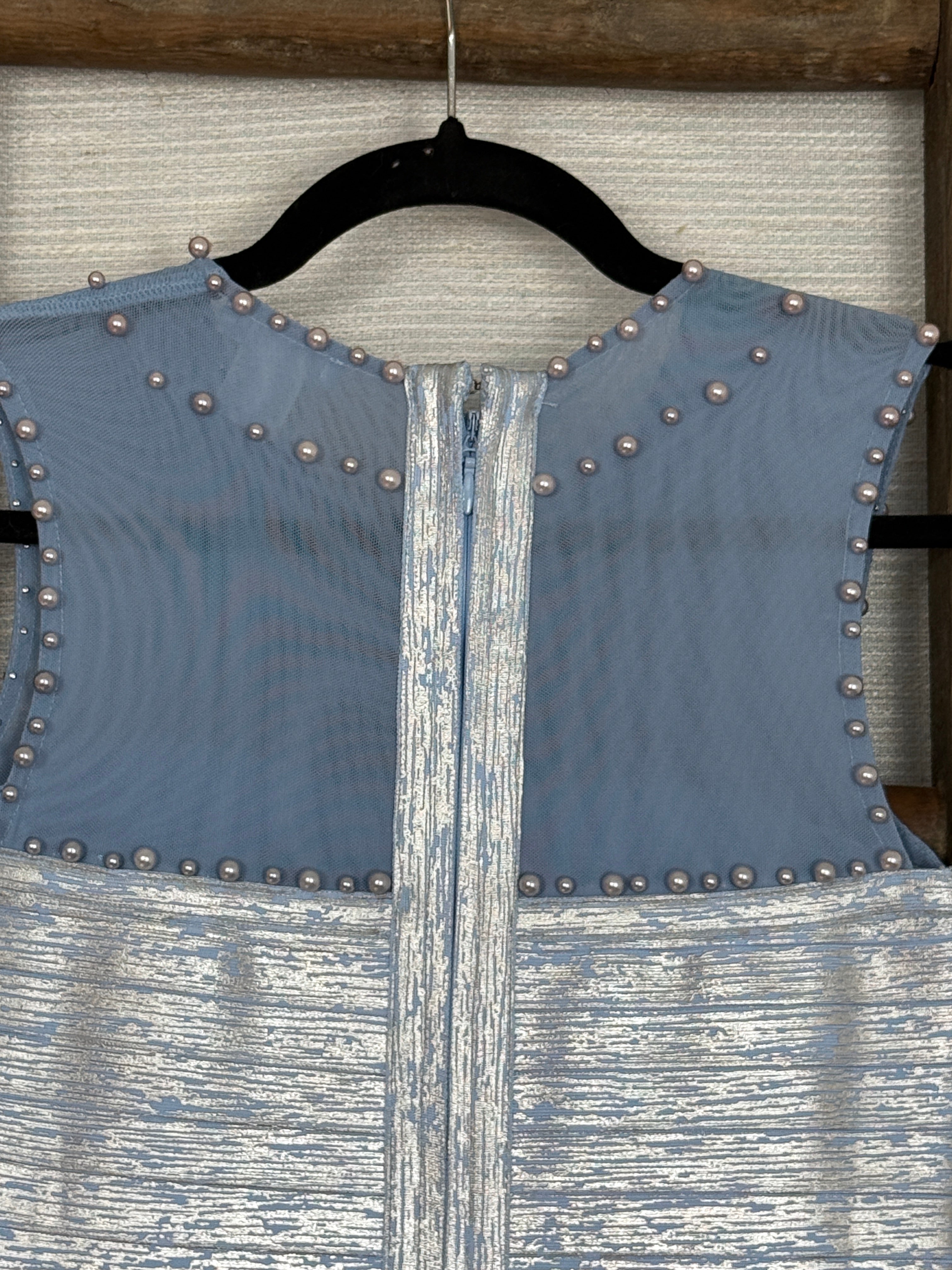 Venus Bandage and Mesh  Silver Blue Short Dress  - Size S
