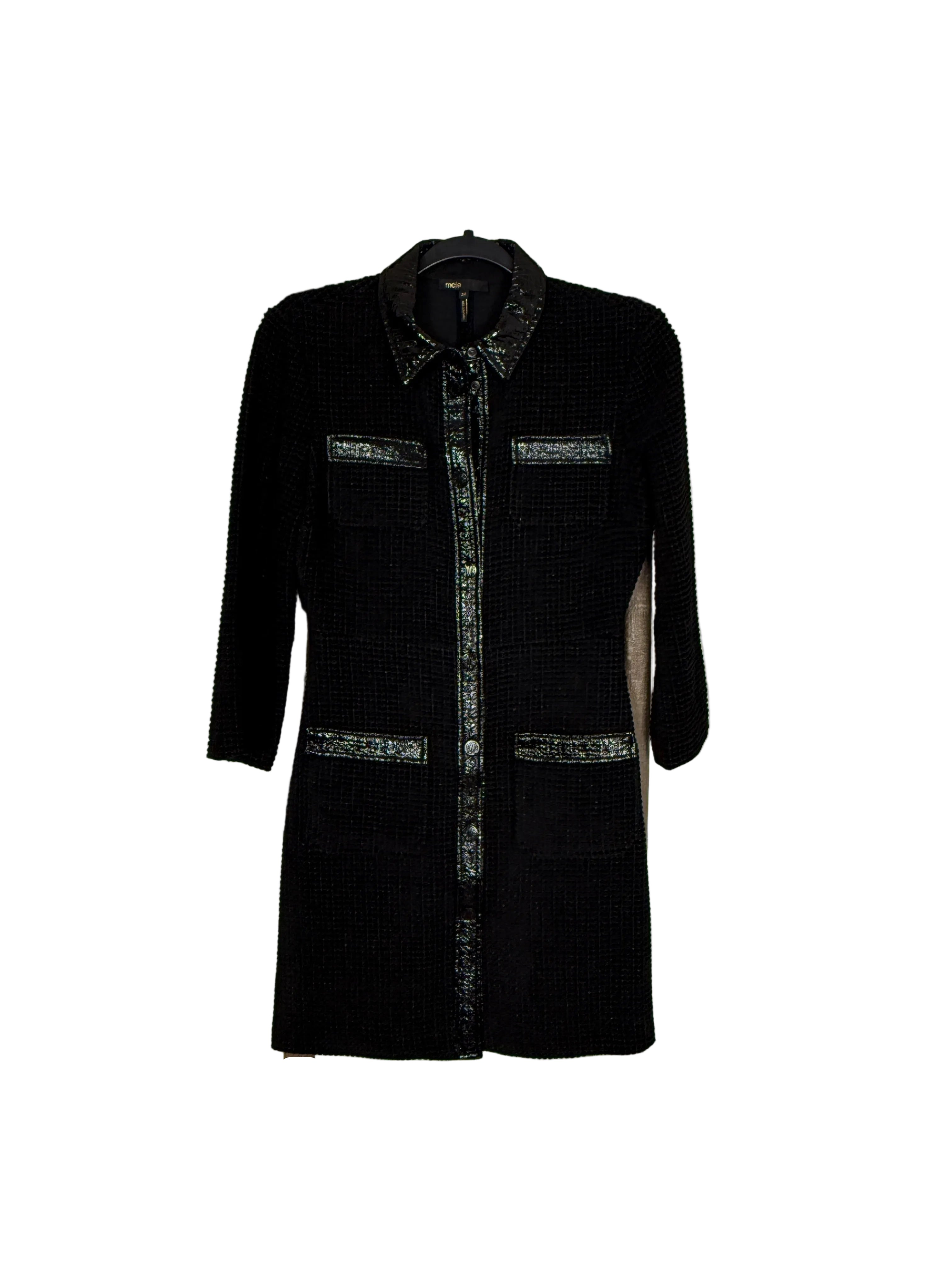 MAJE velvet tweed short dress xsmall
