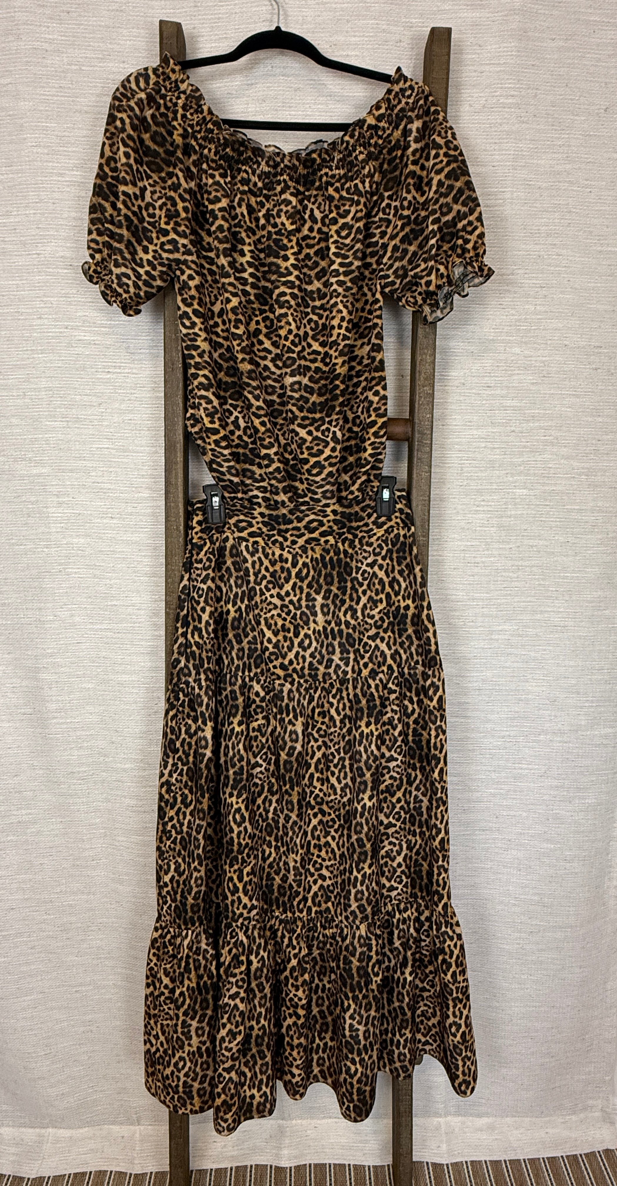 Leopard Print Skirt and Top Set - Size M