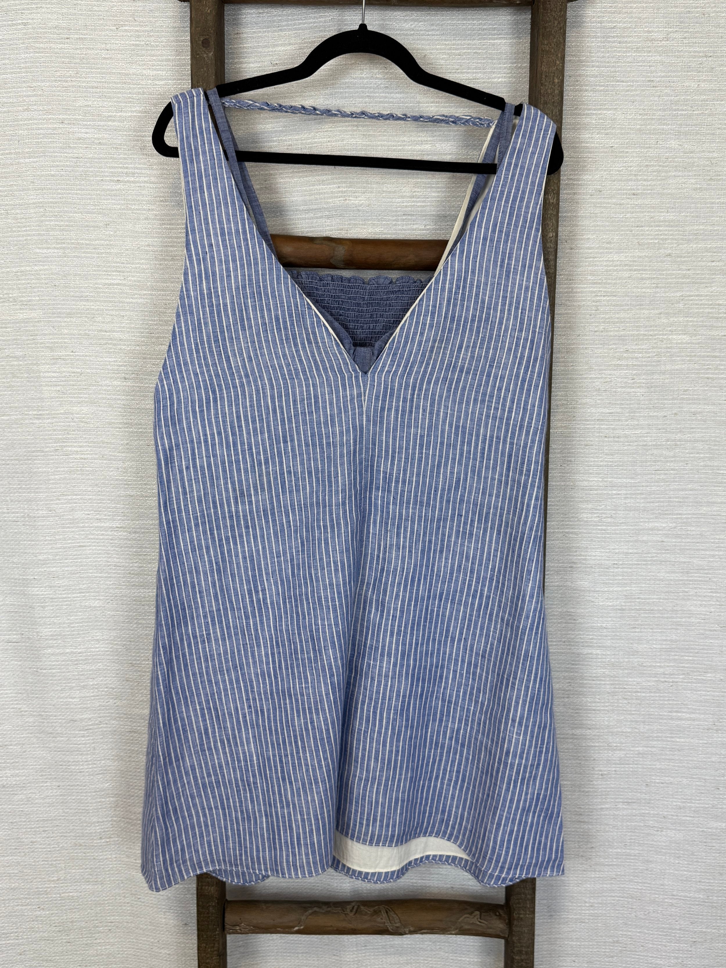 Cris Barros Blue Linen Dress With Top - Size L