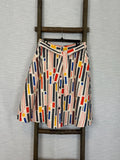 Color Printed Cotton Skirt  with Belt - Size L