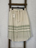 Linen Beige with Green stripes skirt - Size L