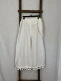 Club Monaco White Linen Crop Pants with Tassels  - Size L