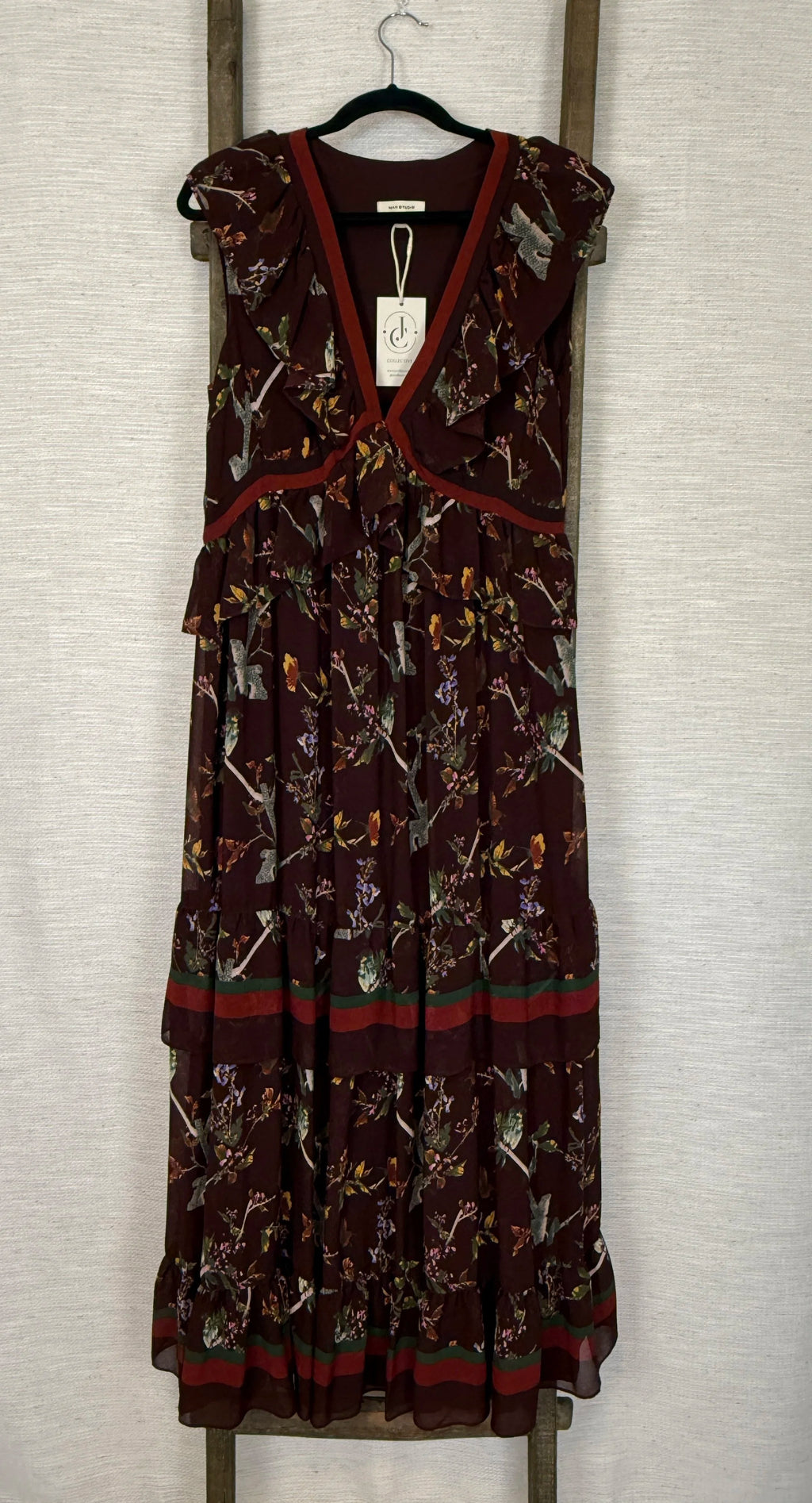 Max Studio Dark Brown printed Long Dress - Size M