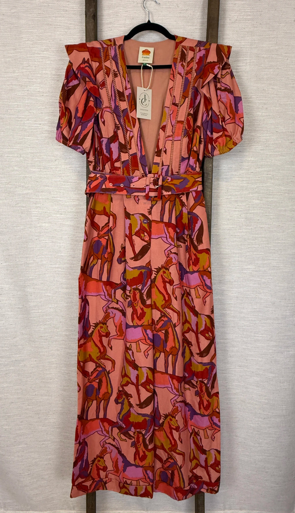 Farm Pink Horse Print Jumpsuit -  Size S